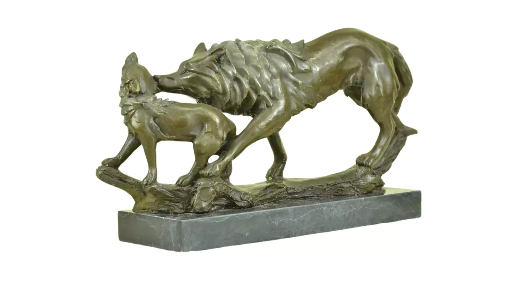 Wolf sculpture statue in bronze for protection,healing and meditation handmade store with crystals