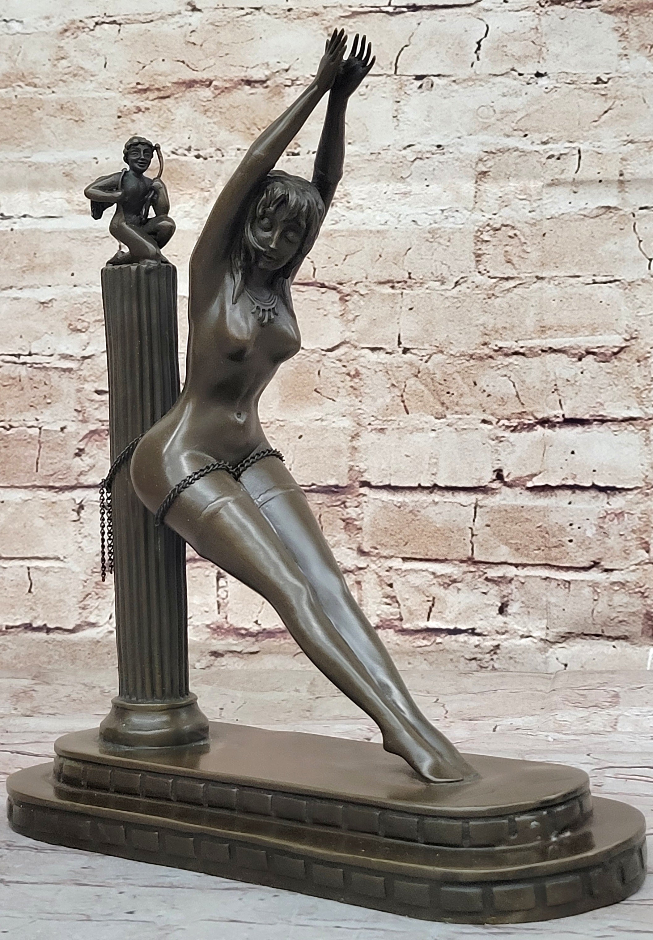 Bronze figurine Erotica Female Nude sculpture Girl Bondage bdsm vagina sm  gift