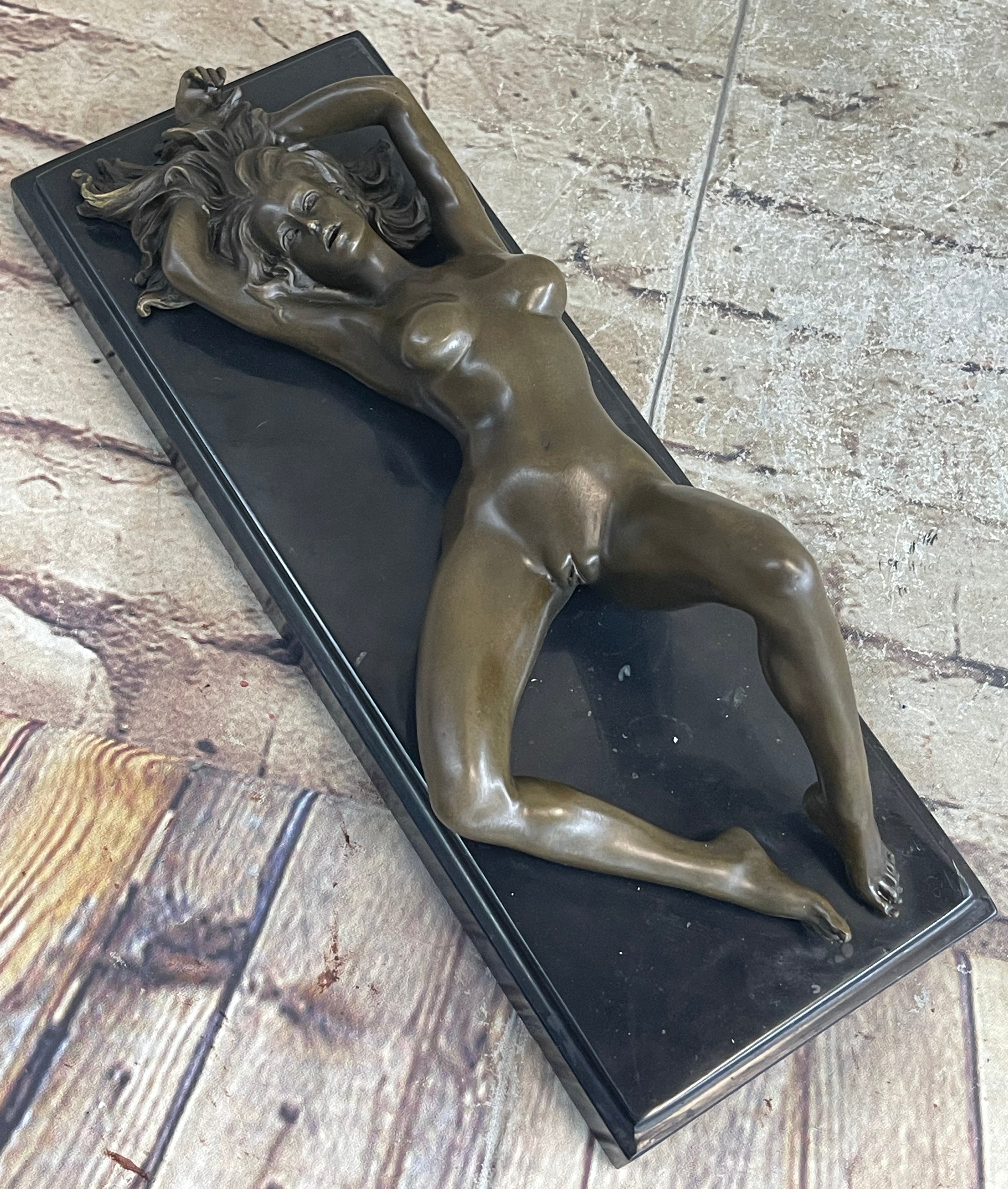 Bronze Sculpture Nude Naked Female on her Back Masterpiece Marble Figu