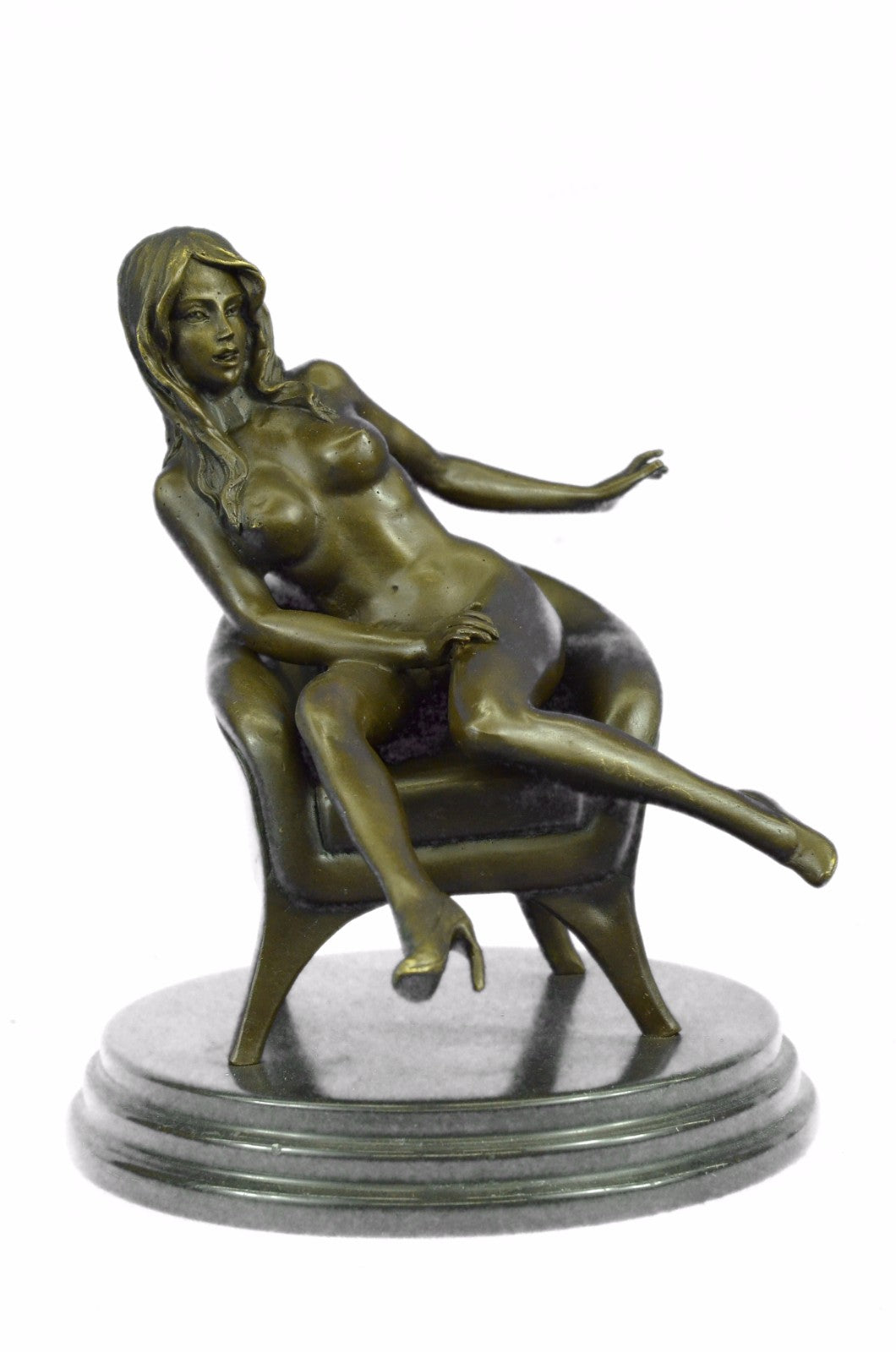 Nude Bronze Female Figurine Statue Naked Sexy Erotic Woman Lady Sculpt