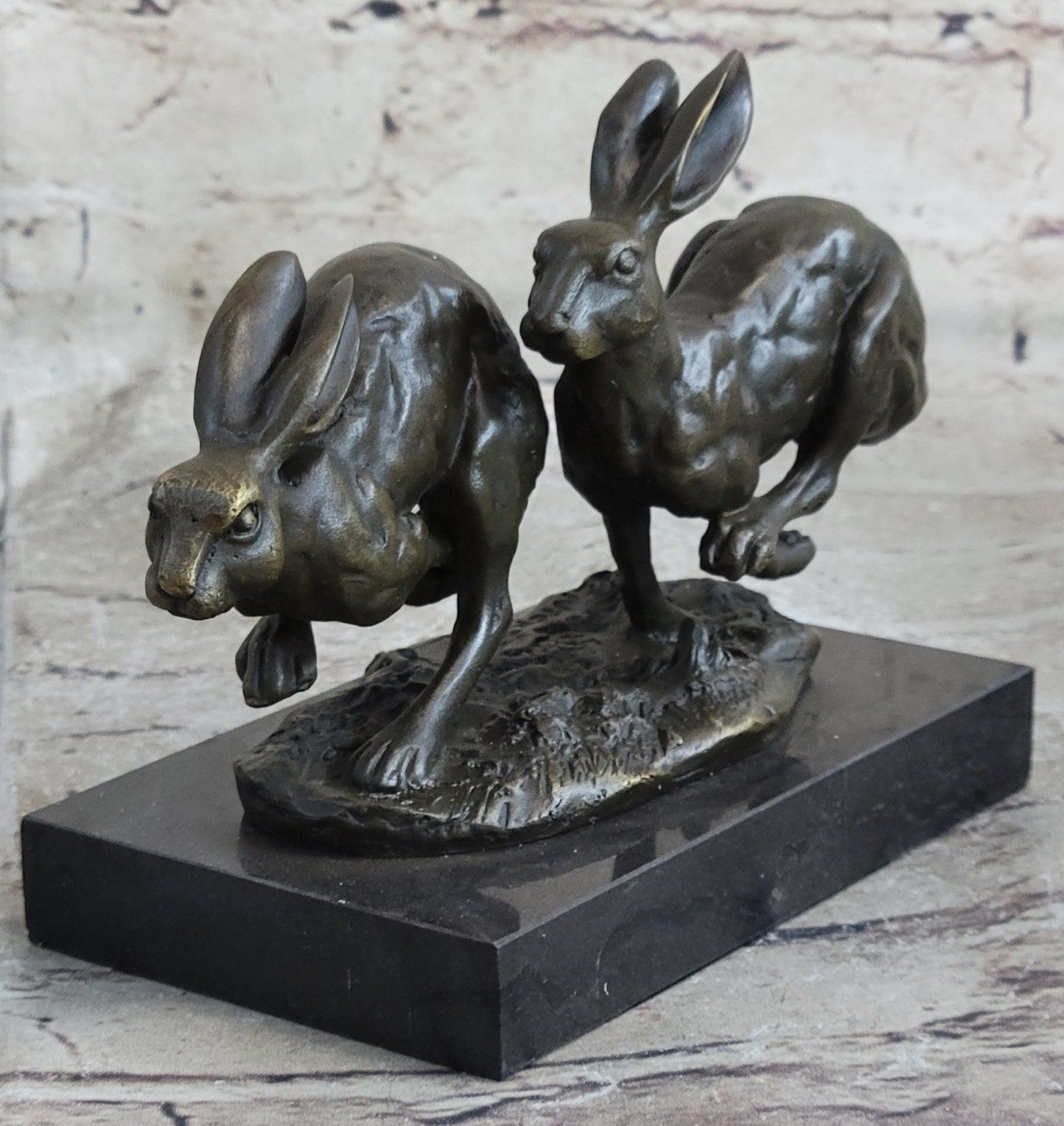 Vintage Bronze Rabbit and Babies buy Statue, Bunny French Country Detailed Bunny