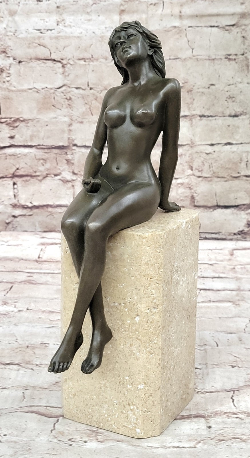 Art Deco Sculpture Nude Woman Girl Erotic Female Body Bronze Statue SA