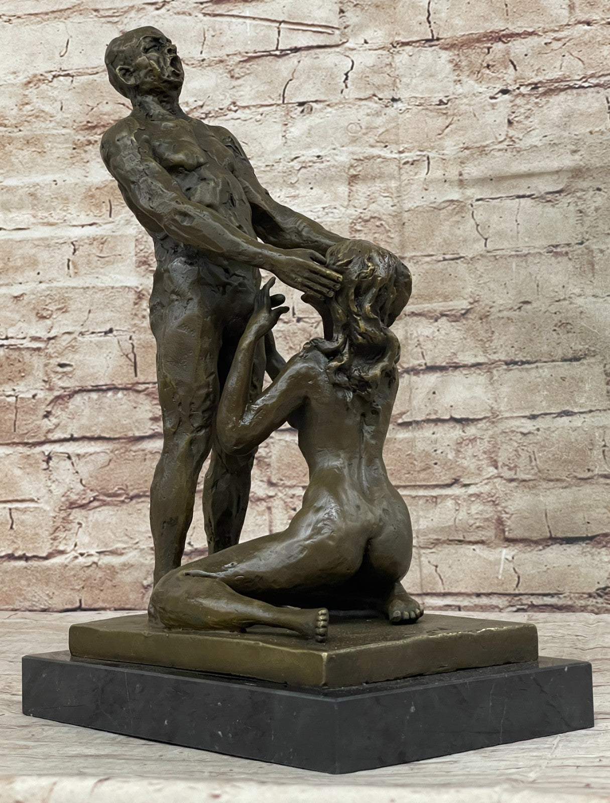 Sexy Erotic Sculpture Nude Girl Man Provocative Bronze Statue Sculptur