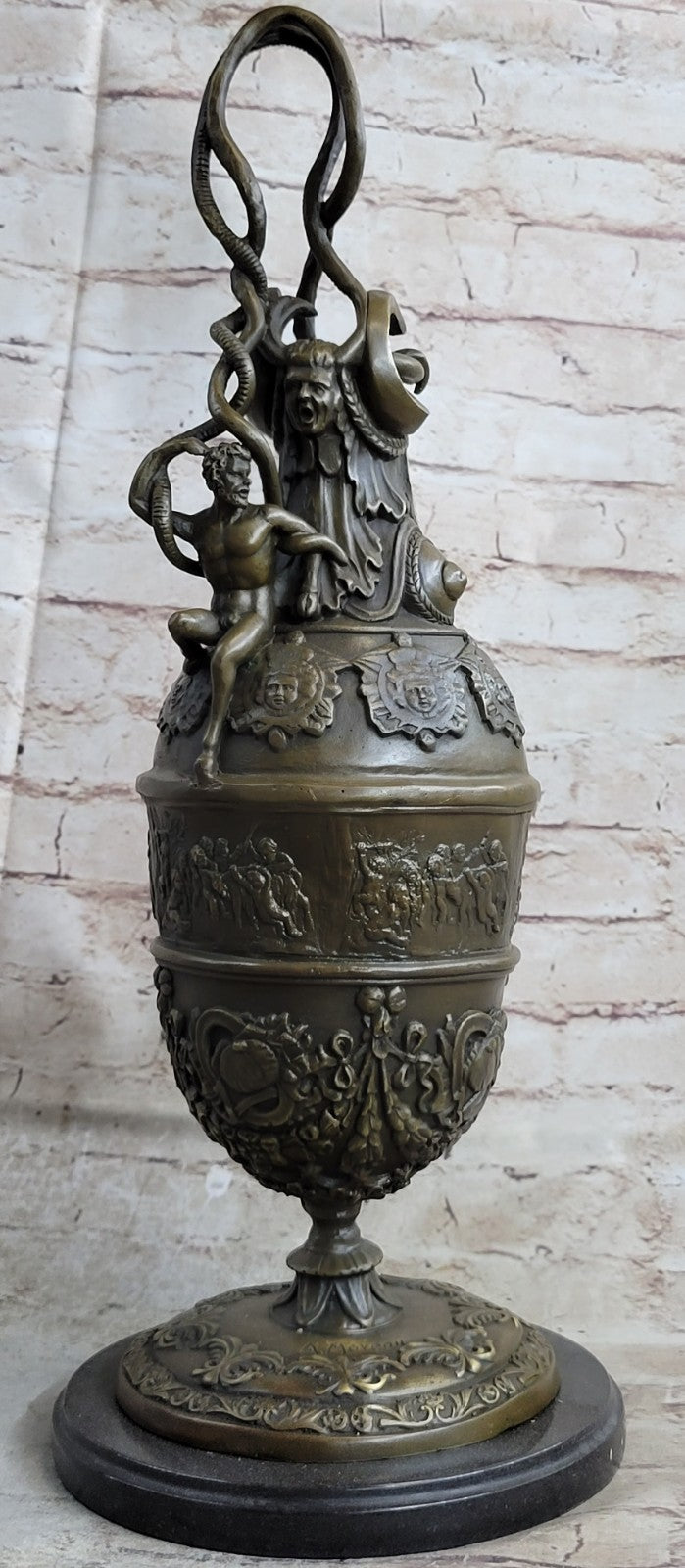 Vintage outlet Antique Victorian Grecian Cast Spelter Metal Urn Pitcher