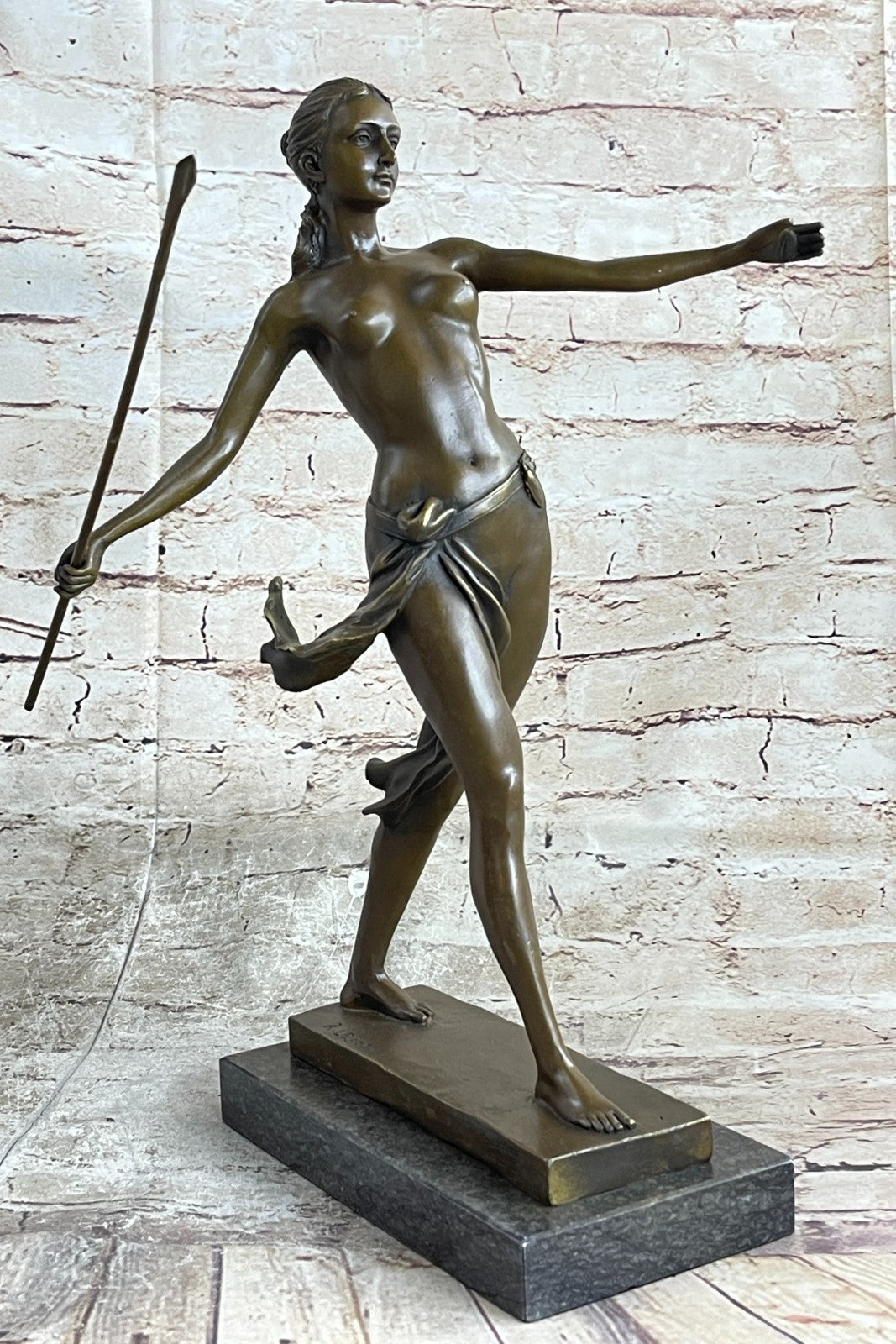 Leger Diana Huntress Art Deco Bronze Female Figure Spear Nude 1920s St