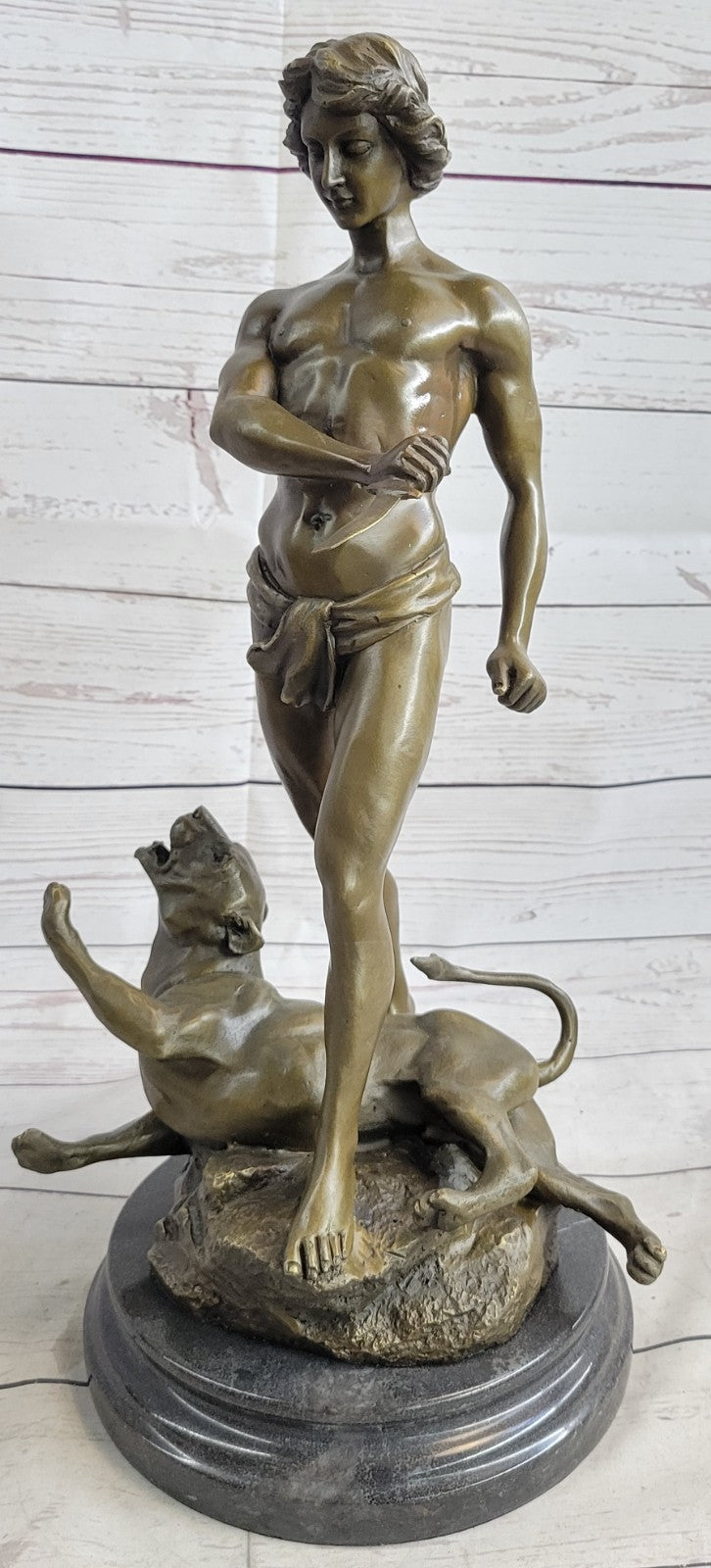 Bronze Sculpture Nude Tarzan Fighting Cougar Hot Cast Classic Artwork