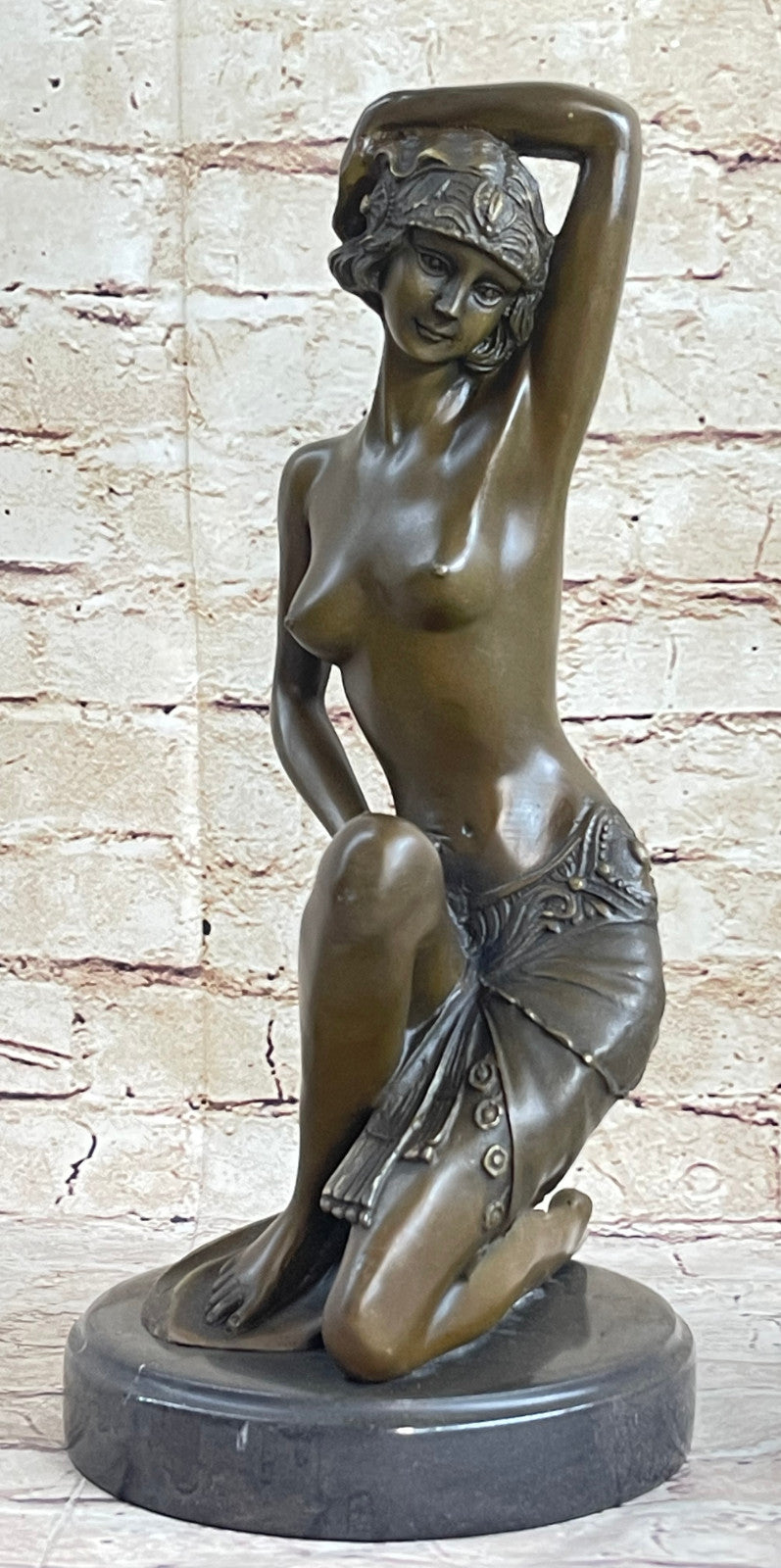 Young Nude Sexy Lady Handcrafted Art Bronze Sculpture Statue Figurine