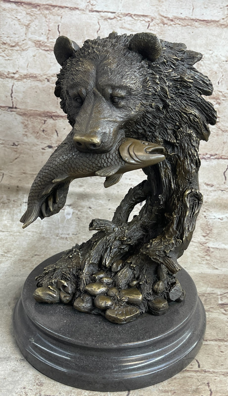 Beautiful 2024 bear with fish sculpture