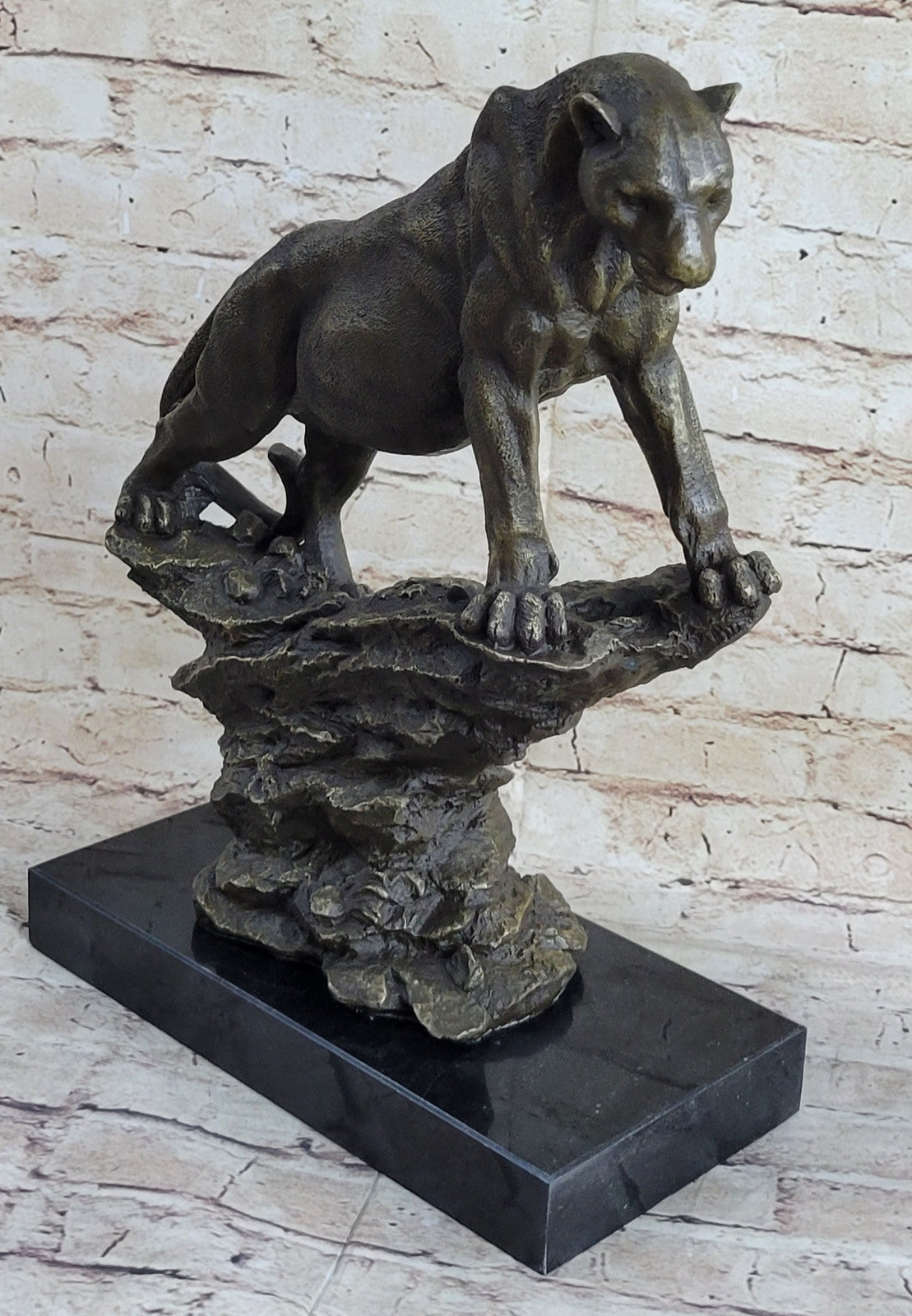 Jaguar Panther Leopard Cougar Big Cat Collector Artwork Bronze Marble Statue