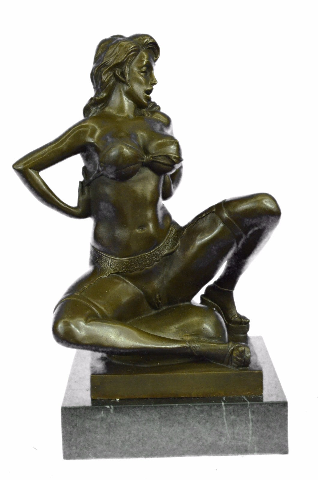 Nude Female with Extra Large Breast Bronze Sculpture Hand Made Figurin