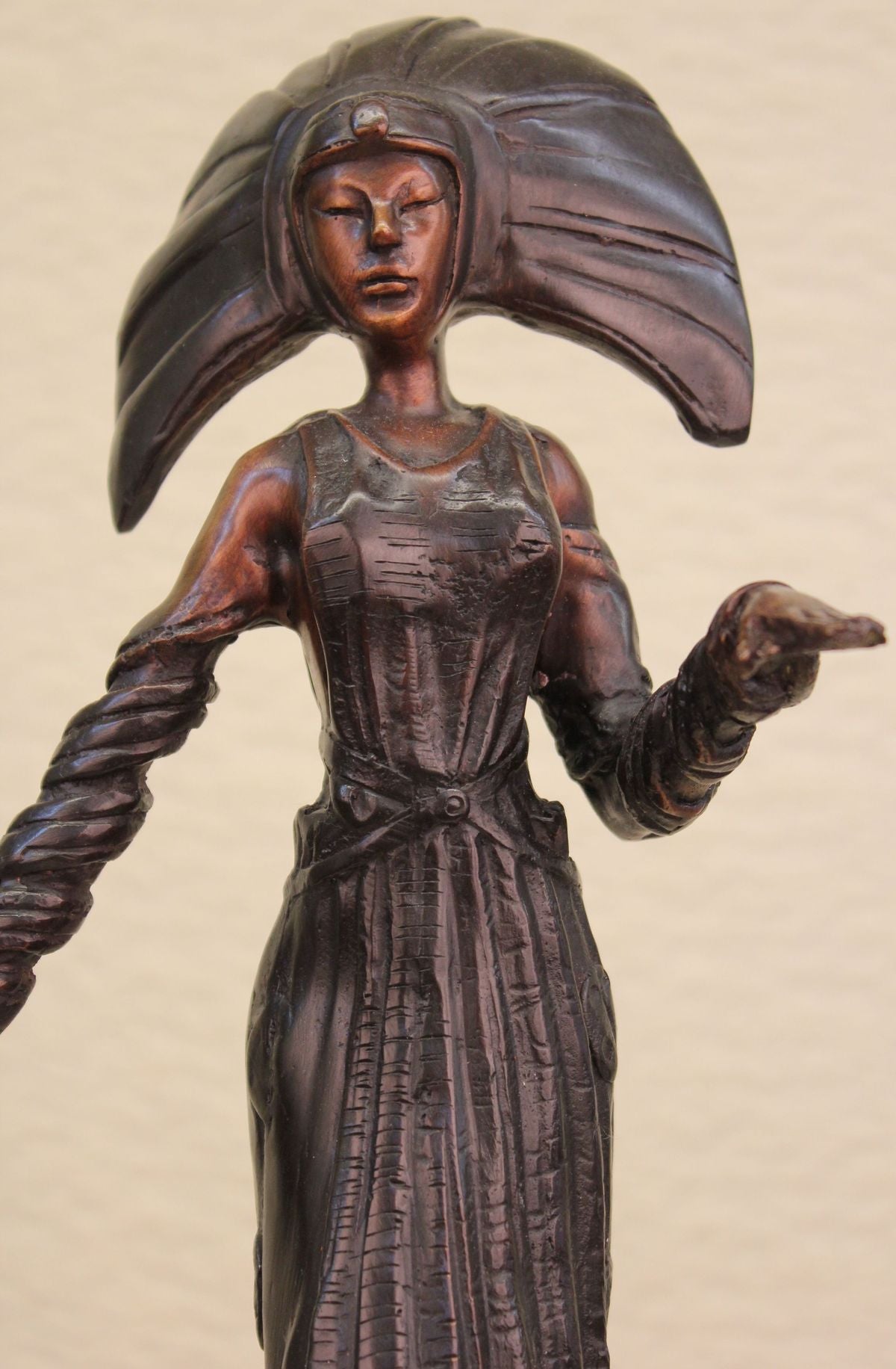 Genuine Solid Bronze Brown Patina Art Decor Style Byzantine Priestess Sculpture