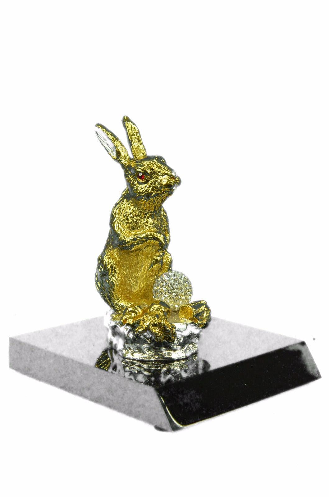 Collectible Bronze Statue DEAL Rabbit Garden Bunny Art Decor Hotcast 24K Gold