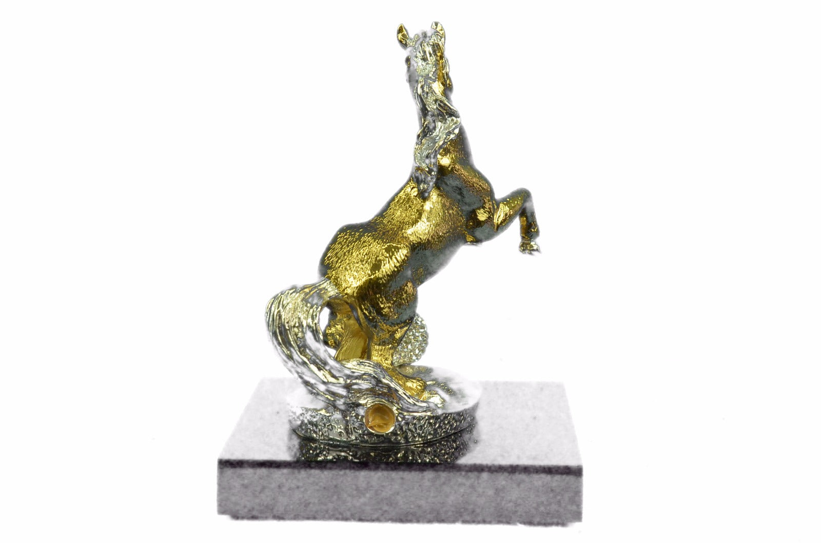 Collector Edition Stallion Wild Arabian Horse Bronze Sculpture 24K Gold Art Gift