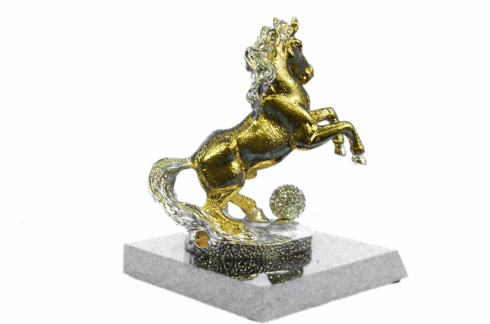 Collector Edition Stallion Wild Arabian Horse Bronze Sculpture 24K Gold Art Gift