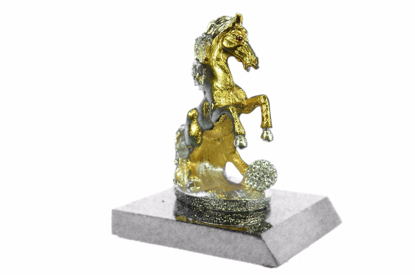 Collector Edition Stallion Wild Arabian Horse Bronze Sculpture 24K Gold Art Gift