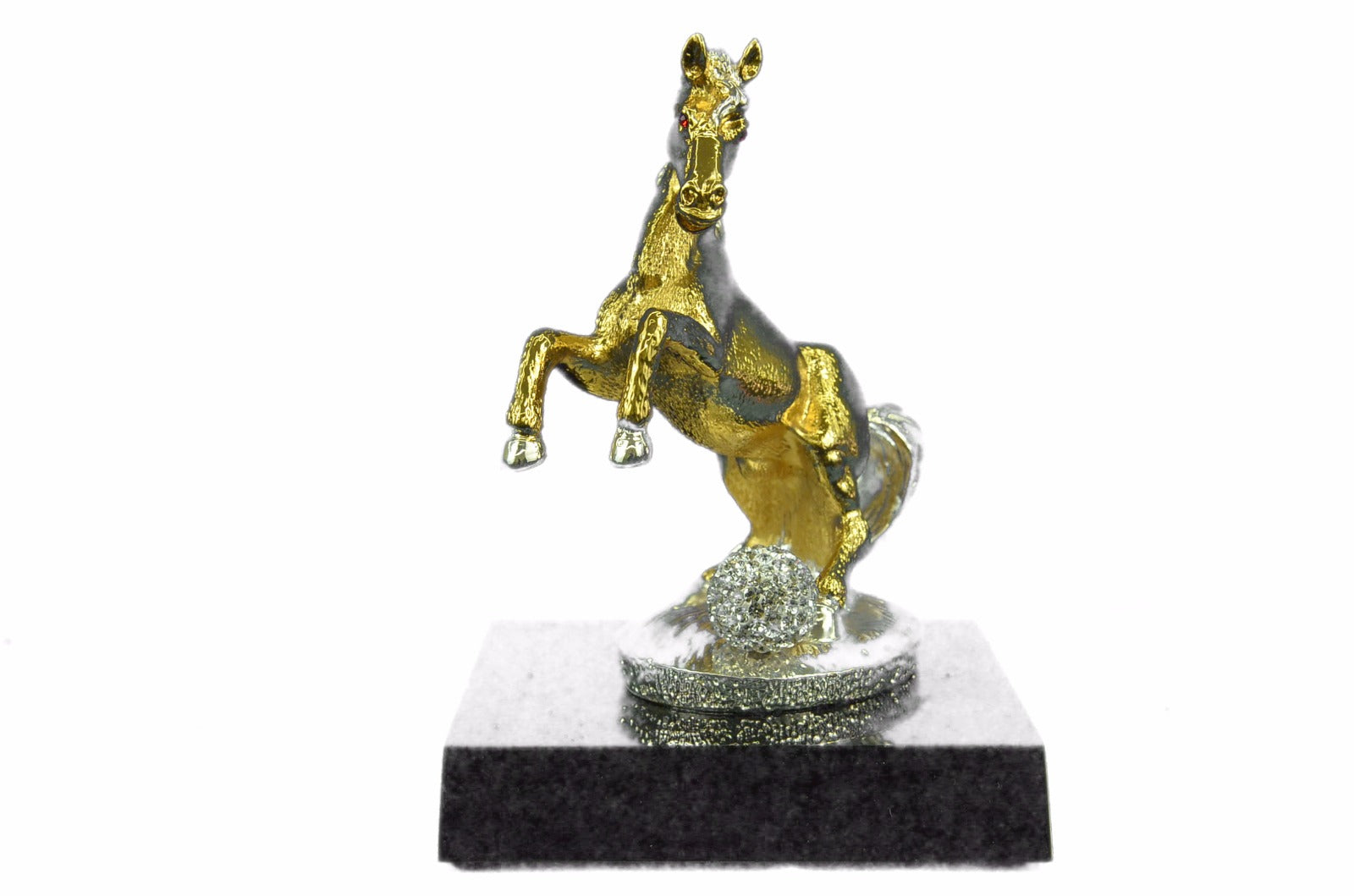 Collector Edition Stallion Wild Arabian Horse Bronze Sculpture 24K Gold Art Gift