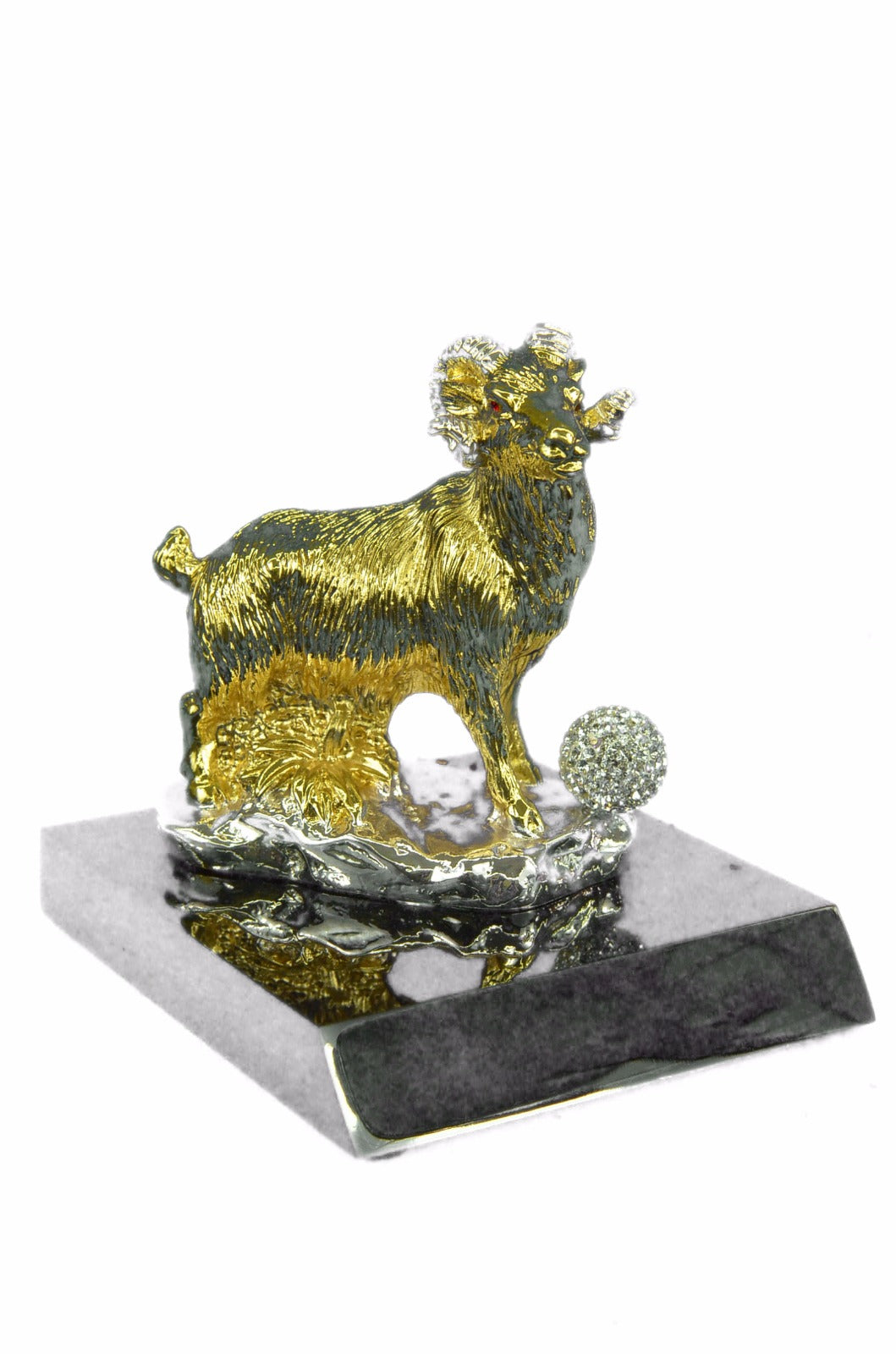 CLEARANCE SALE Metal Shaggy Sheep or Ram Sculpture Statue -24K Gold Patina! Gift