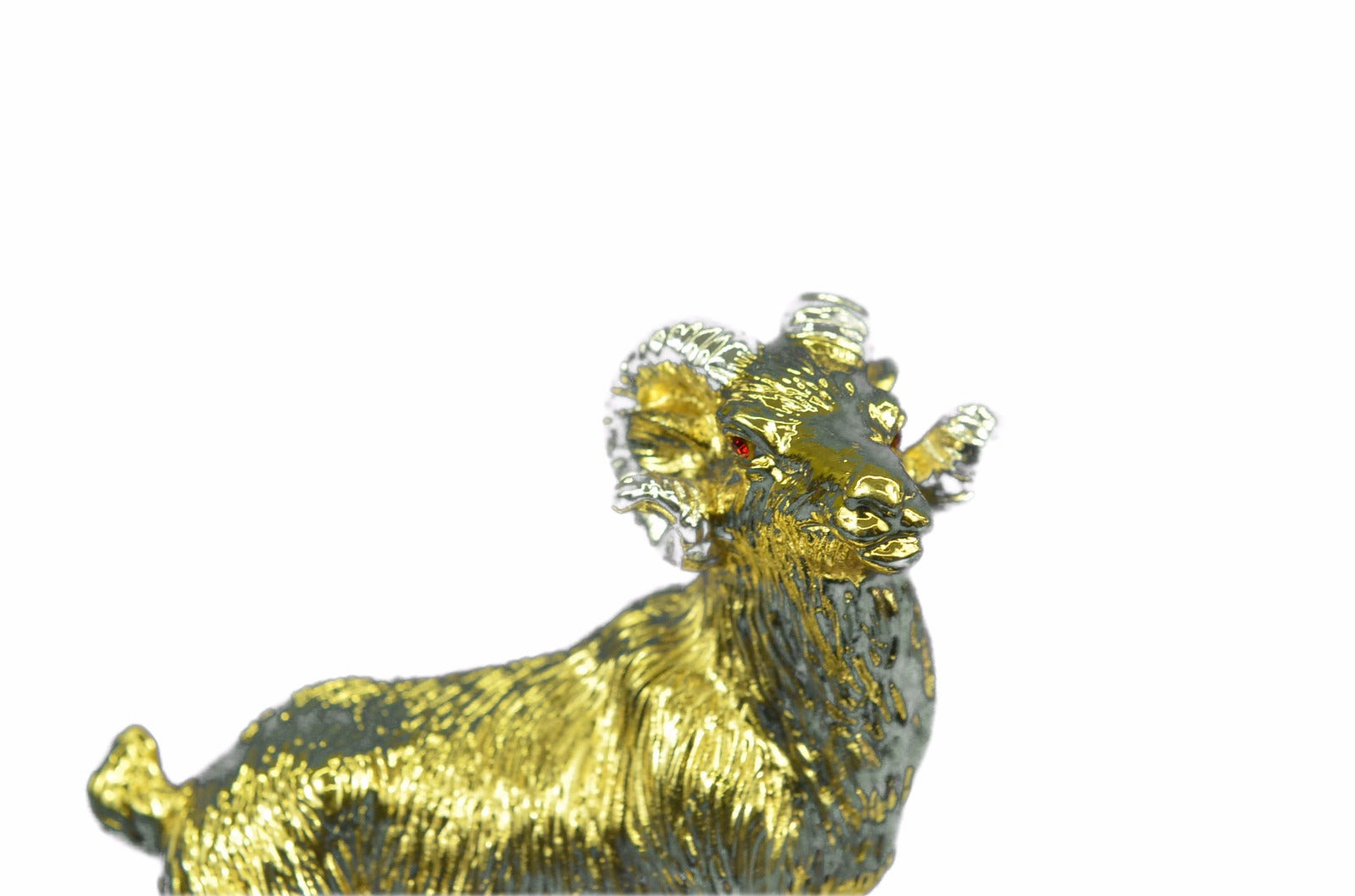 CLEARANCE SALE Metal Shaggy Sheep or Ram Sculpture Statue -24K Gold Patina! Gift