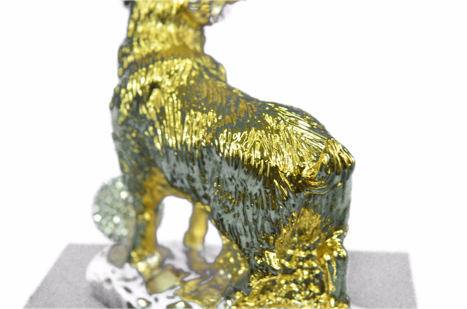 CLEARANCE SALE Metal Shaggy Sheep or Ram Sculpture Statue -24K Gold Patina! Gift