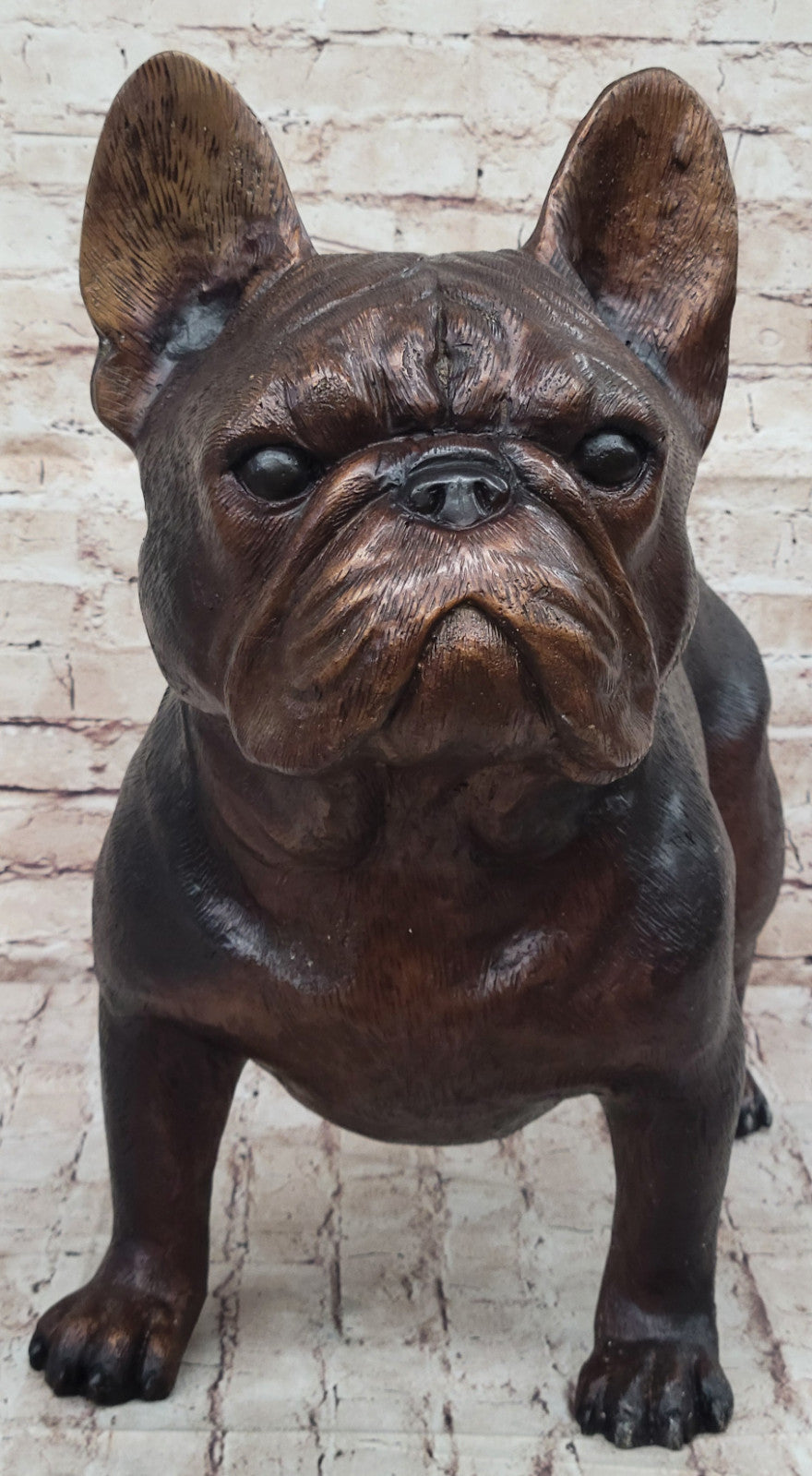 Extra Large Bulldog Bronze Sculpture: Hand Made by Moigniez for Home Decor