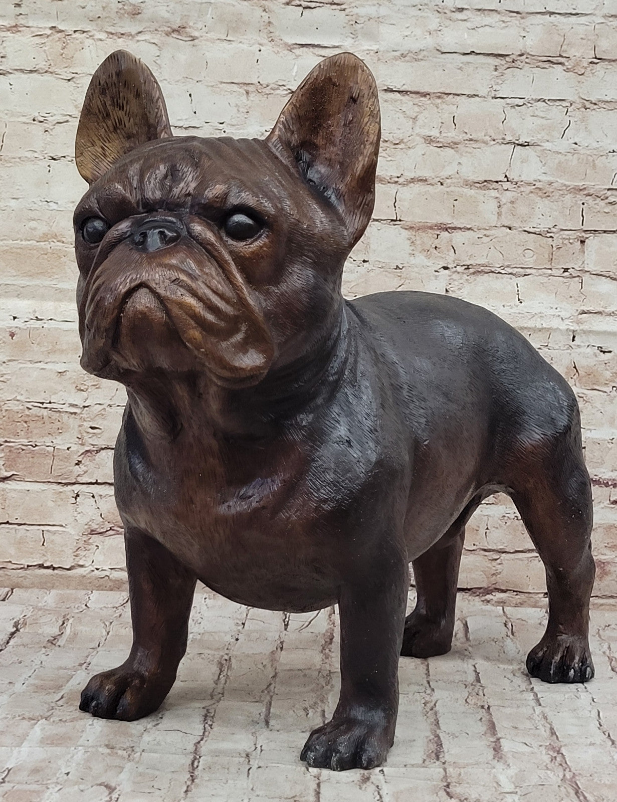 Extra Large Bulldog Bronze Sculpture: Hand Made by Moigniez for Home Decor