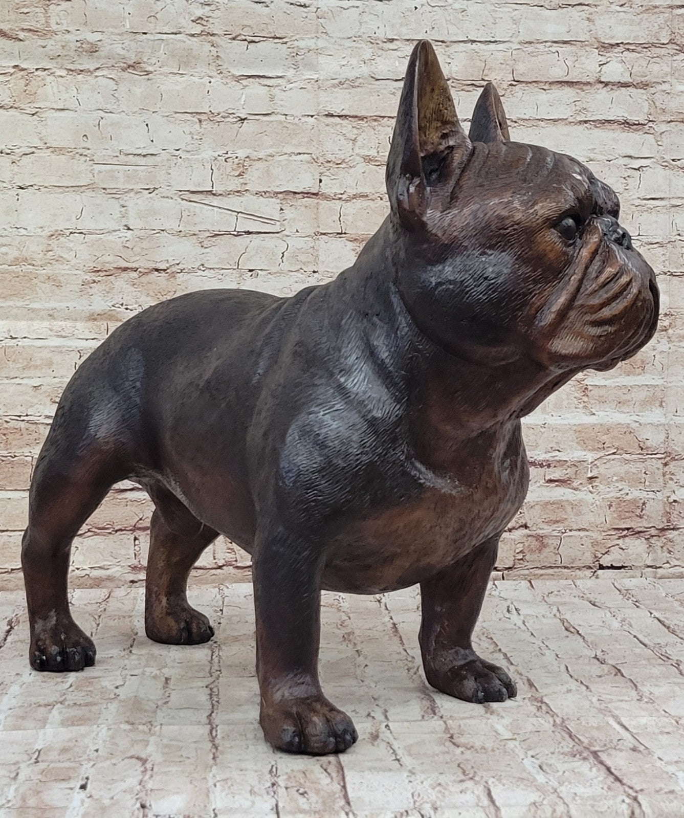 Extra Large Bulldog Bronze Sculpture: Hand Made by Moigniez for Home Decor