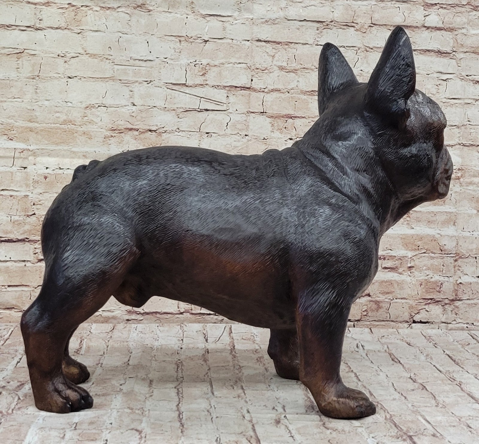 Extra Large Bulldog Bronze Sculpture: Hand Made by Moigniez for Home Decor