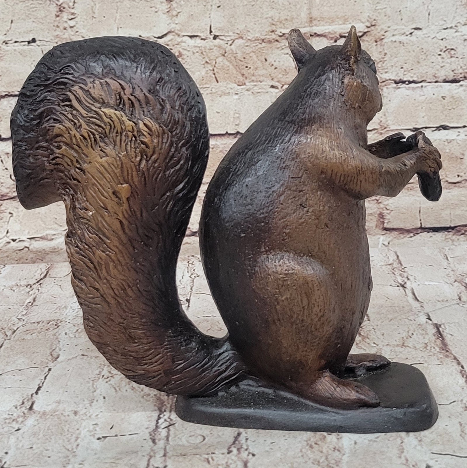 Handcrafted Bronze Squirrel Statue by Moigniez: Home and Backyard Decor