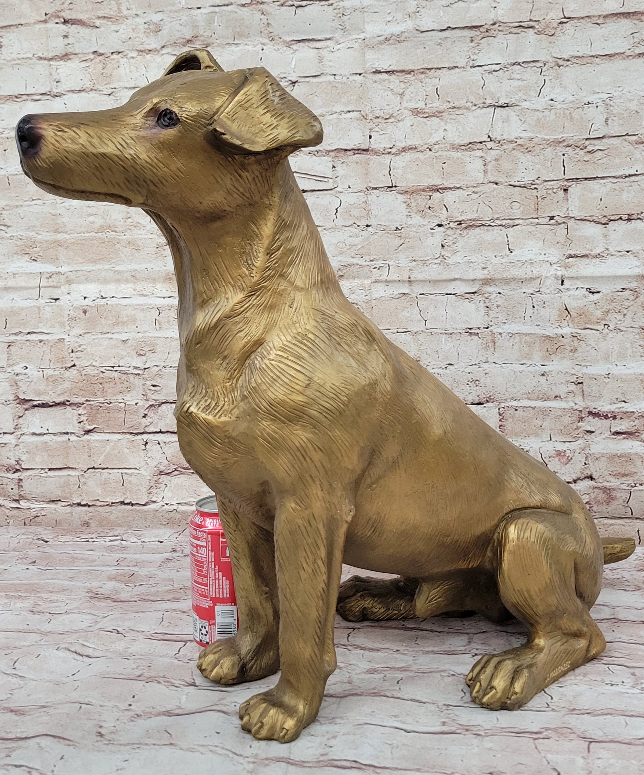 Lost Wax Life Size Jack Russell Terrier Dog Bronze Sculpture Statue Decor