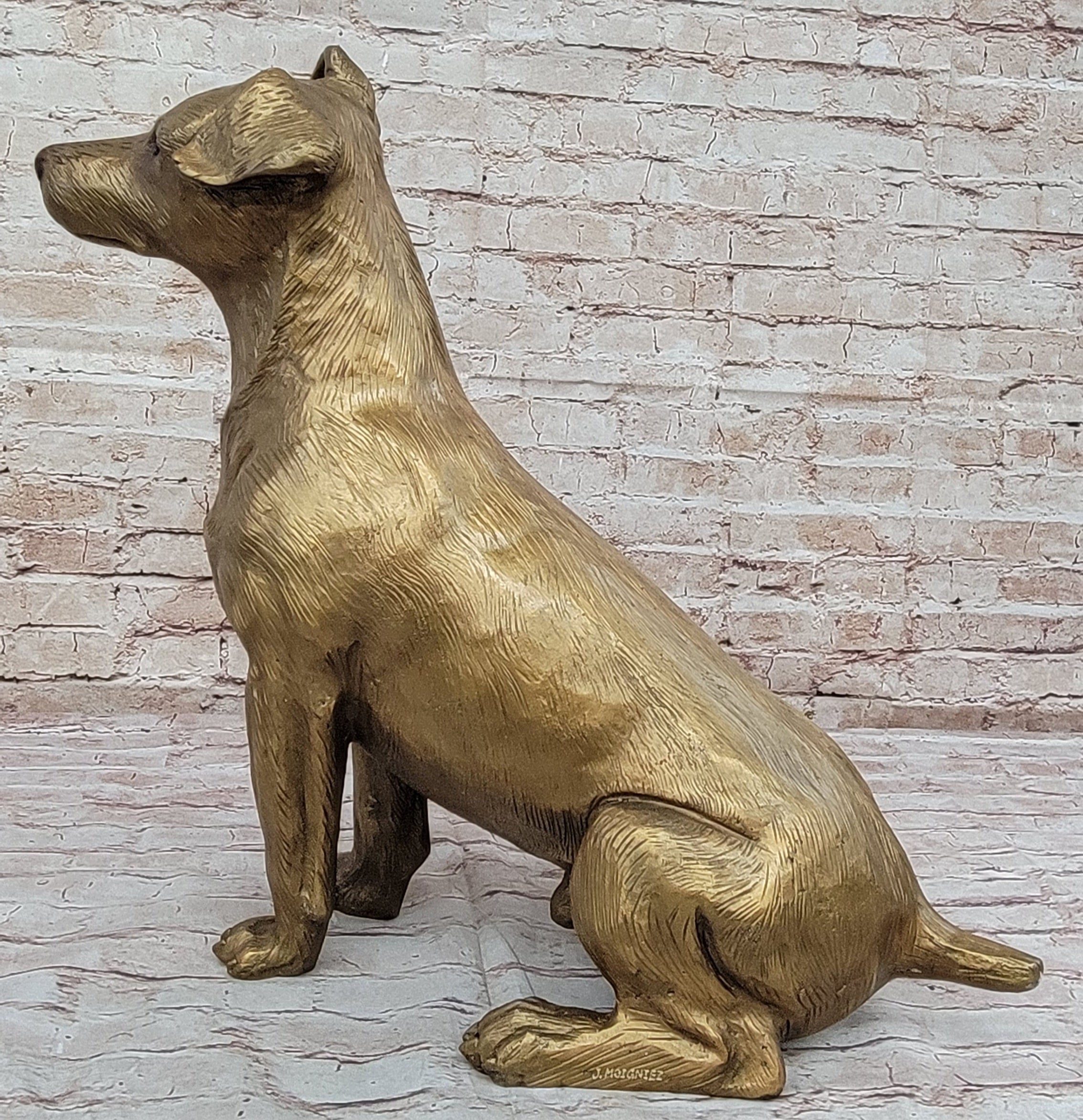 Lost Wax Life Size Jack Russell Terrier Dog Bronze Sculpture Statue Decor