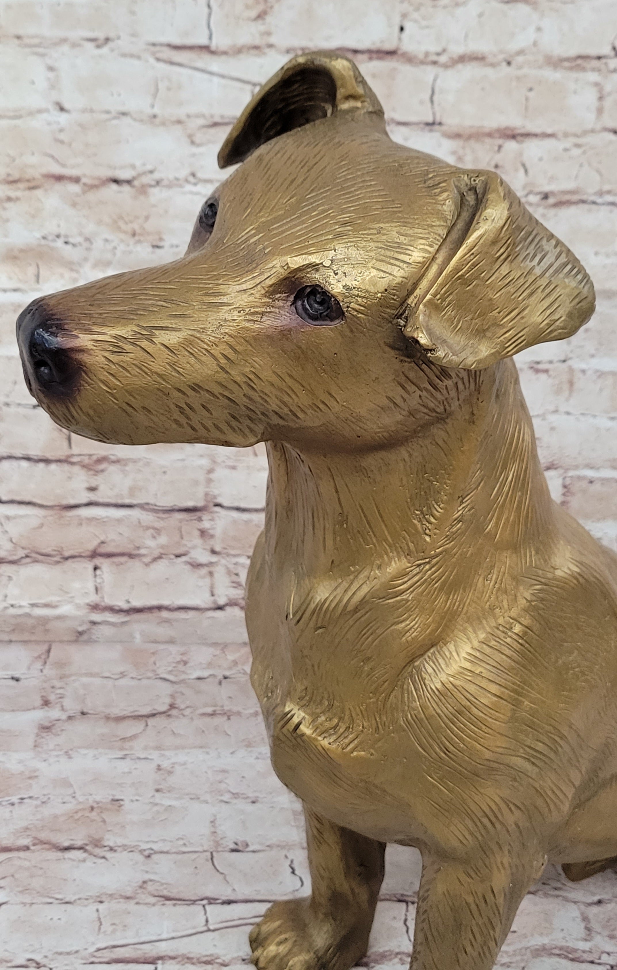 Lost Wax Life Size Jack Russell Terrier Dog Bronze Sculpture Statue Decor