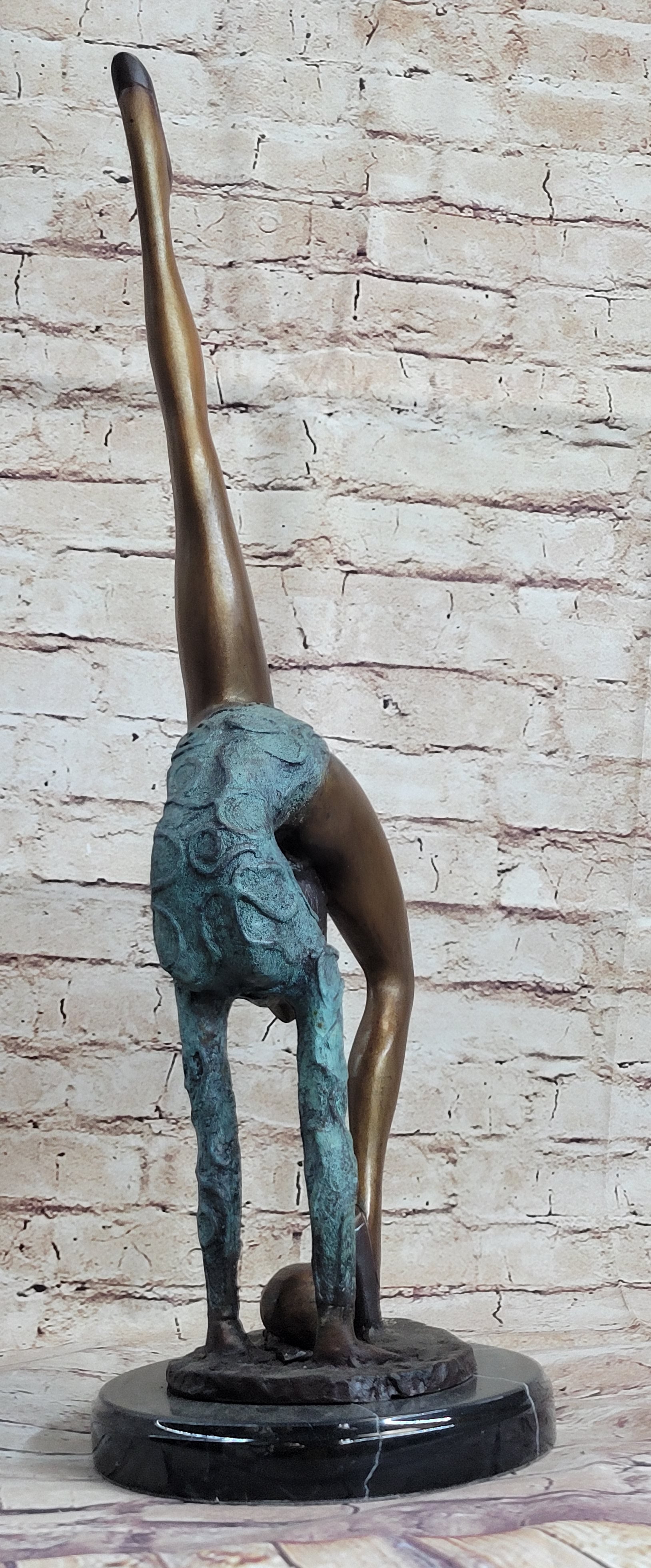 Handcrafted bronze sculpture *SALE* Limited Edition Floor Kid Gymnast On Marble