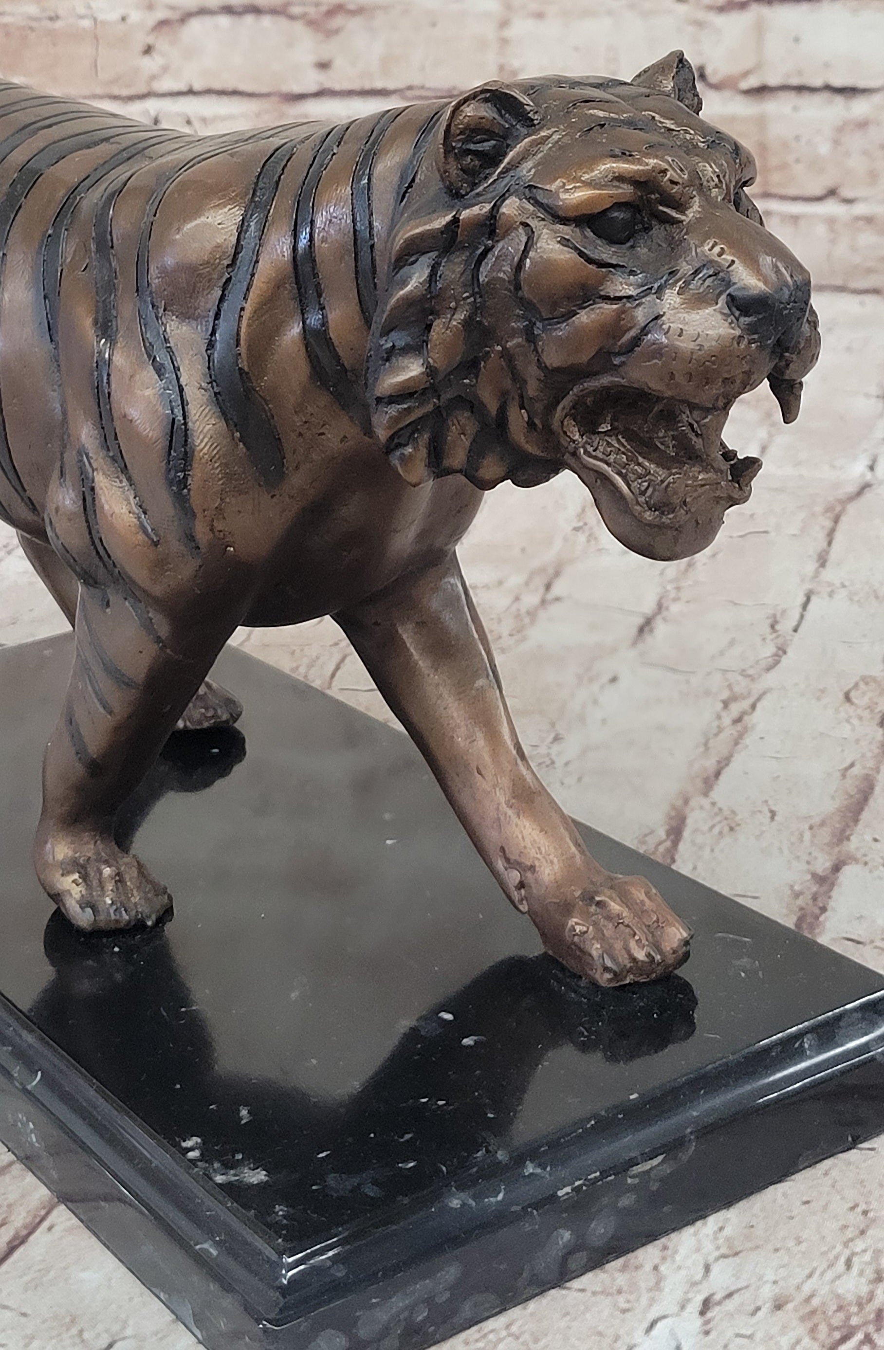 Handcrafted Detailed Indian Tiger Bronze Sculpture Figurine Figure Home Decor