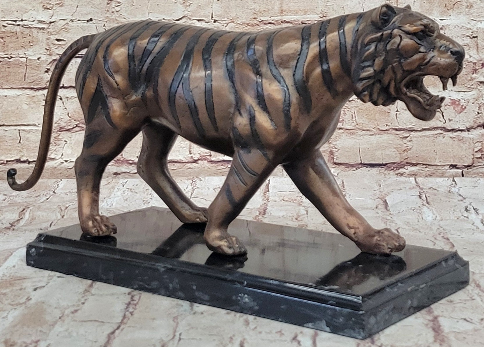 Handcrafted Detailed Indian Tiger Bronze Sculpture Figurine Figure Home Decor