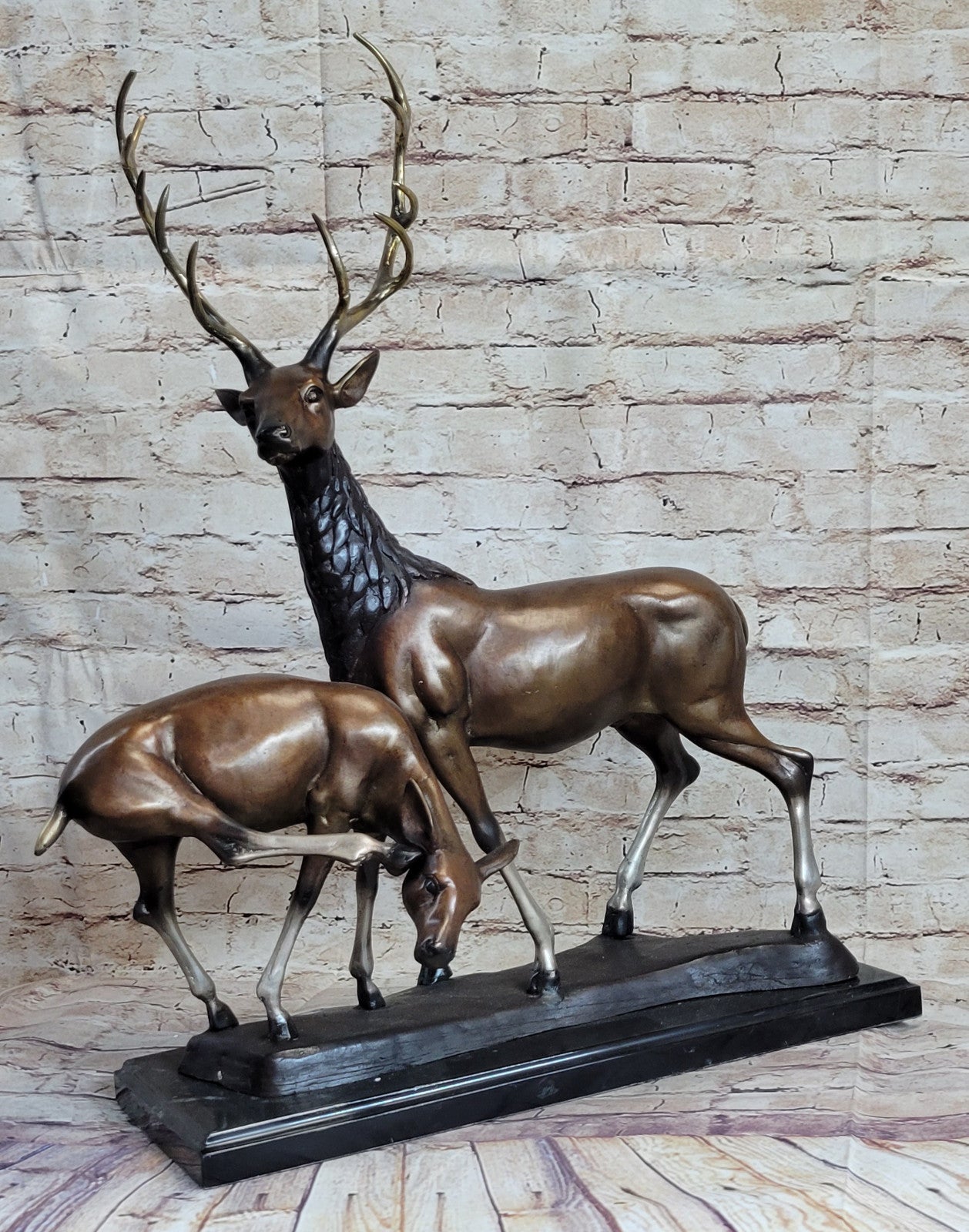 Marius Limited Edition Bronze Sculpture: Deer Family Decor Figurine Figure