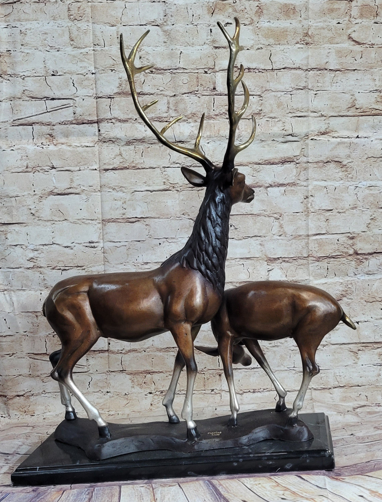 Marius Limited Edition Bronze Sculpture: Deer Family Decor Figurine Figure