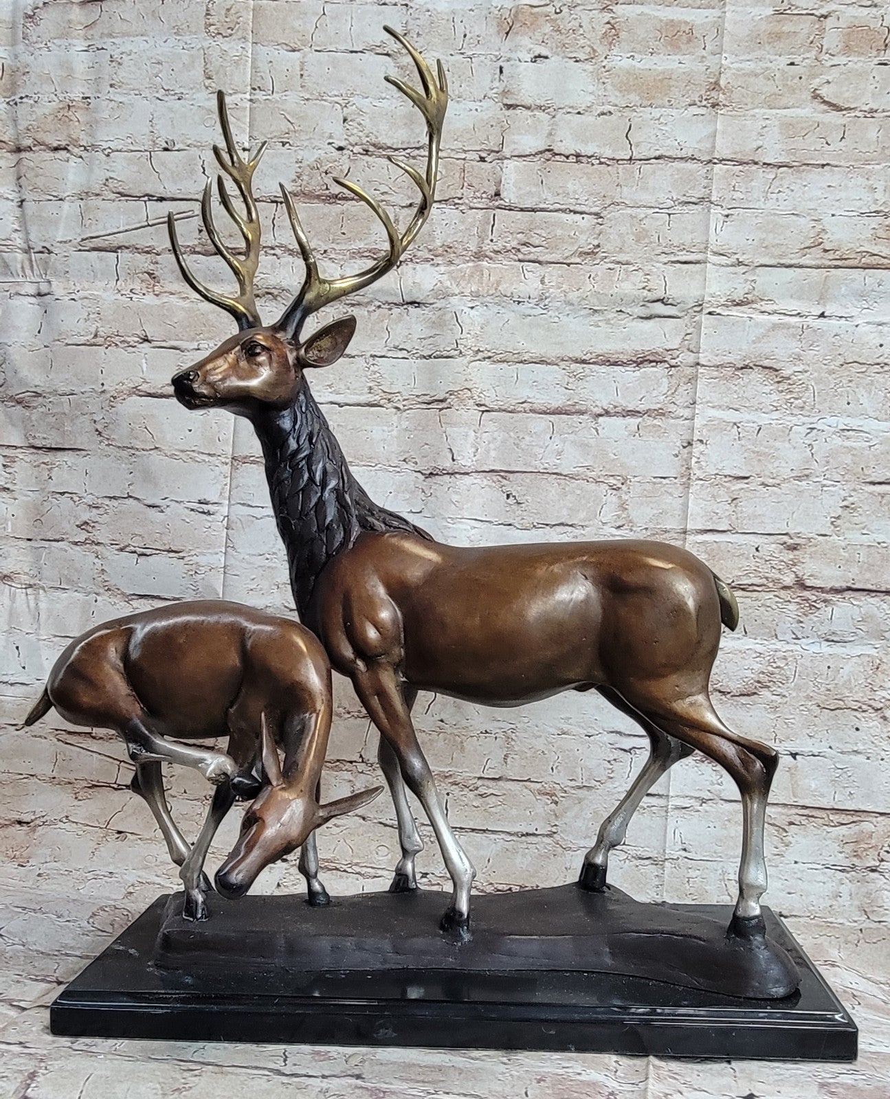 Marius Limited Edition Bronze Sculpture: Deer Family Decor Figurine Figure