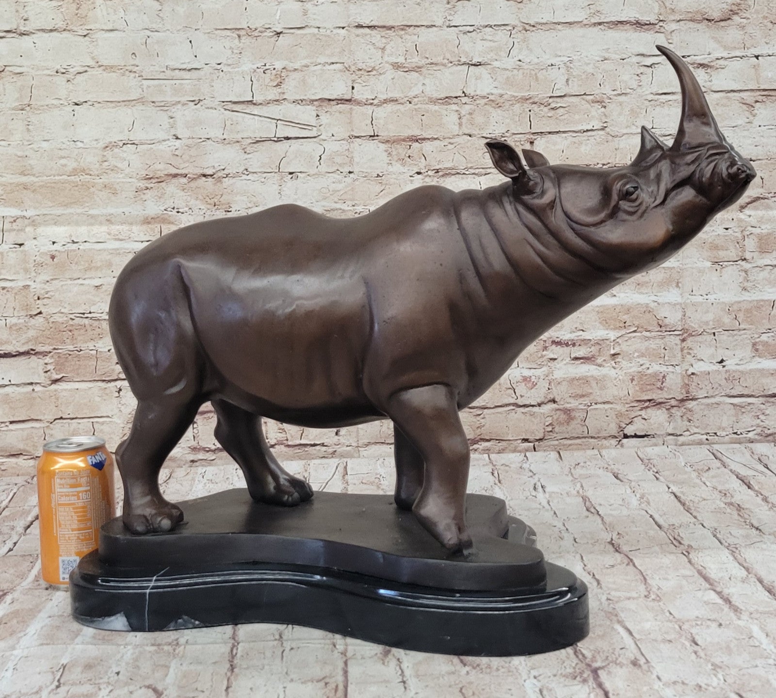 Limited Edition Hand Made Bronze White Rhino Sculpture: Wildlife Statue Figure