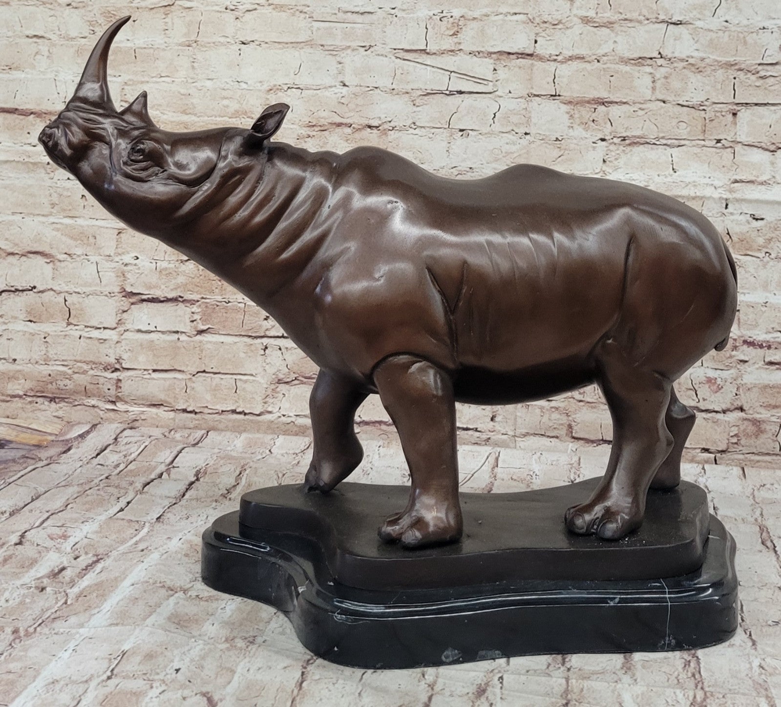 Limited Edition Hand Made Bronze White Rhino Sculpture: Wildlife Statue Figure