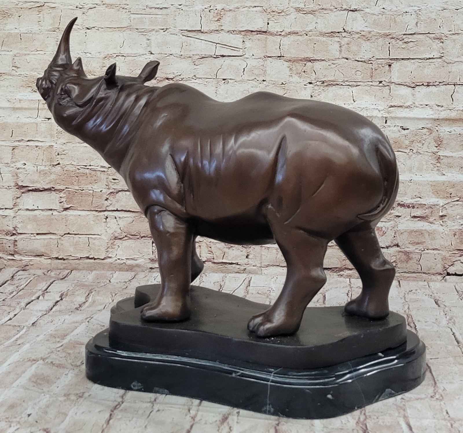 Limited Edition Hand Made Bronze White Rhino Sculpture: Wildlife Statue Figure