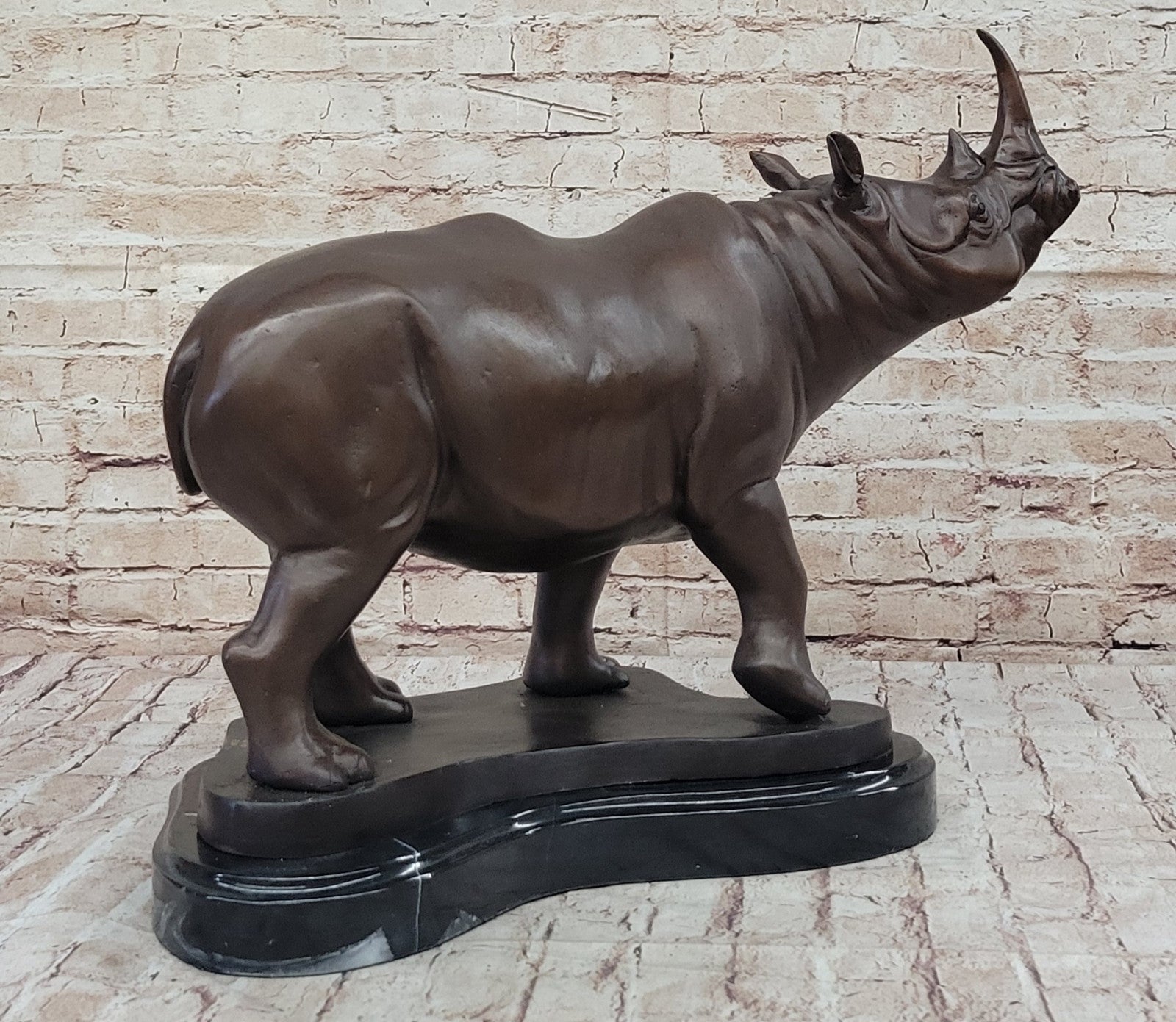 Limited Edition Hand Made Bronze White Rhino Sculpture: Wildlife Statue Figure