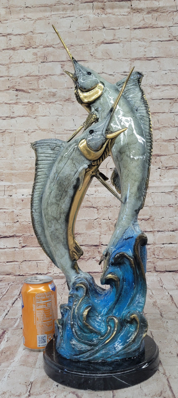 Real Bronze Swordfish Sculpture: Limited Edition Signed by Marius Artwork