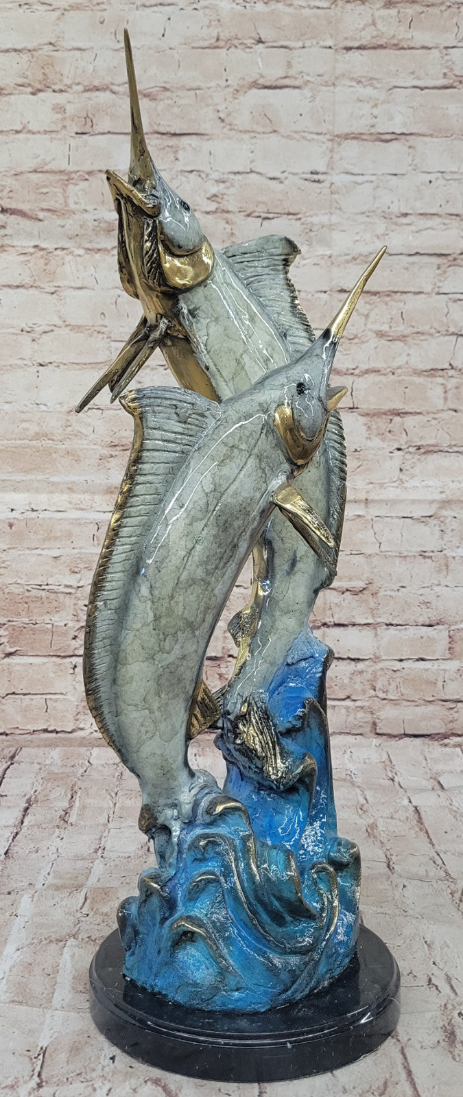 Real Bronze Swordfish Sculpture: Limited Edition Signed by Marius Artwork