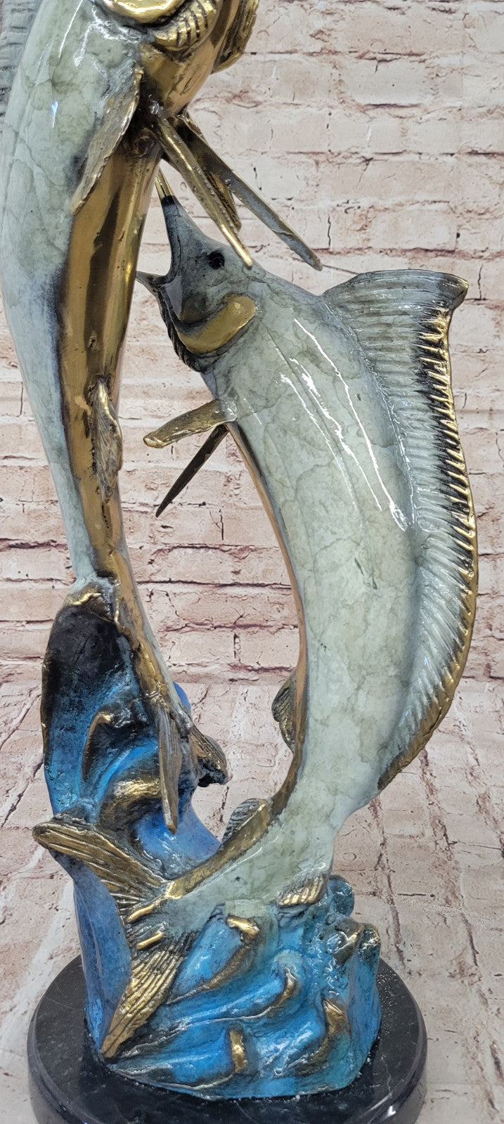 Real Bronze Swordfish Sculpture: Limited Edition Signed by Marius Artwork