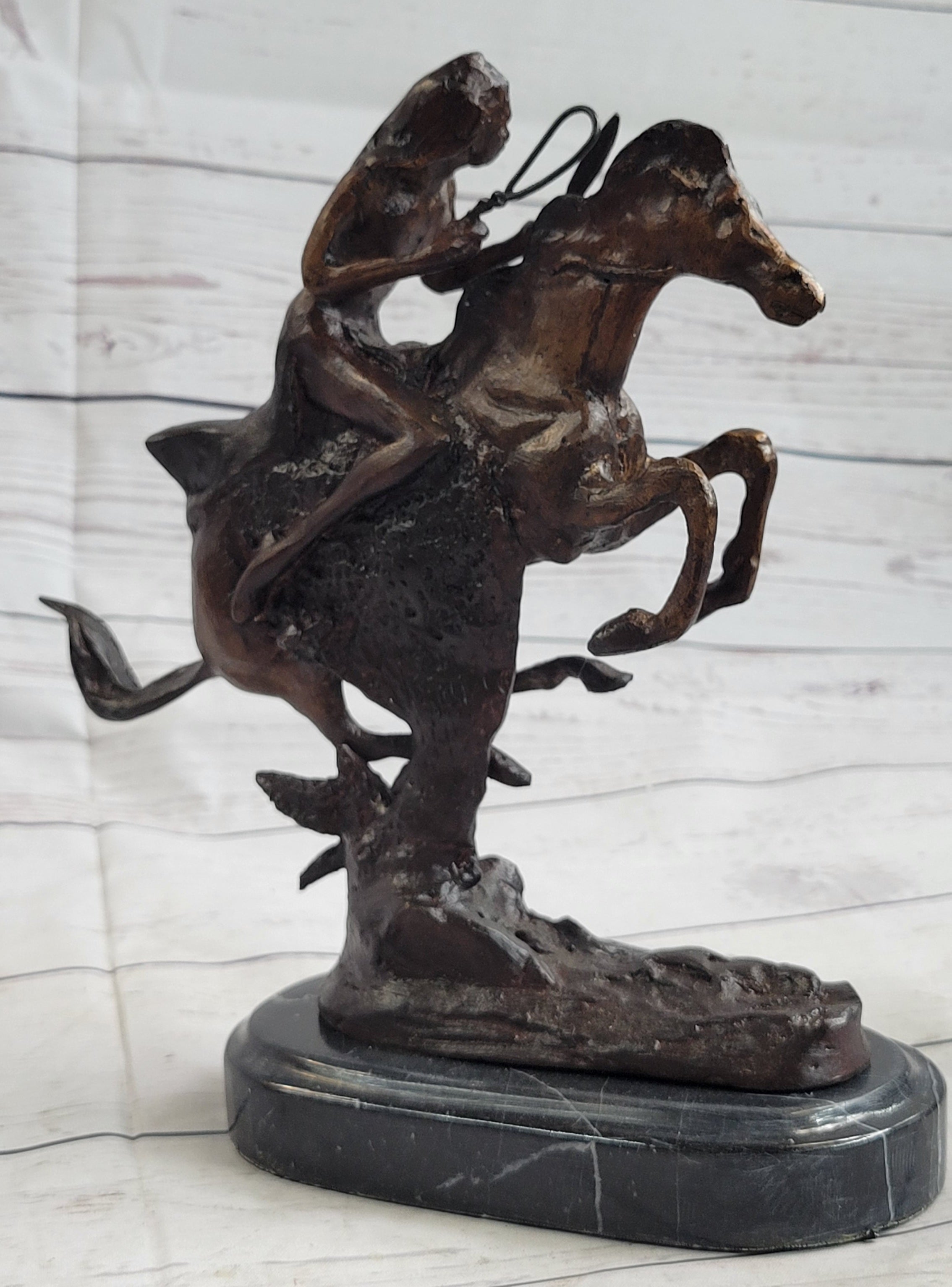 VTG REPRODUCTION FREDERIC REMINGTON "THE CHEYENNE" CAST BRONZE SCULPTURE, NICE