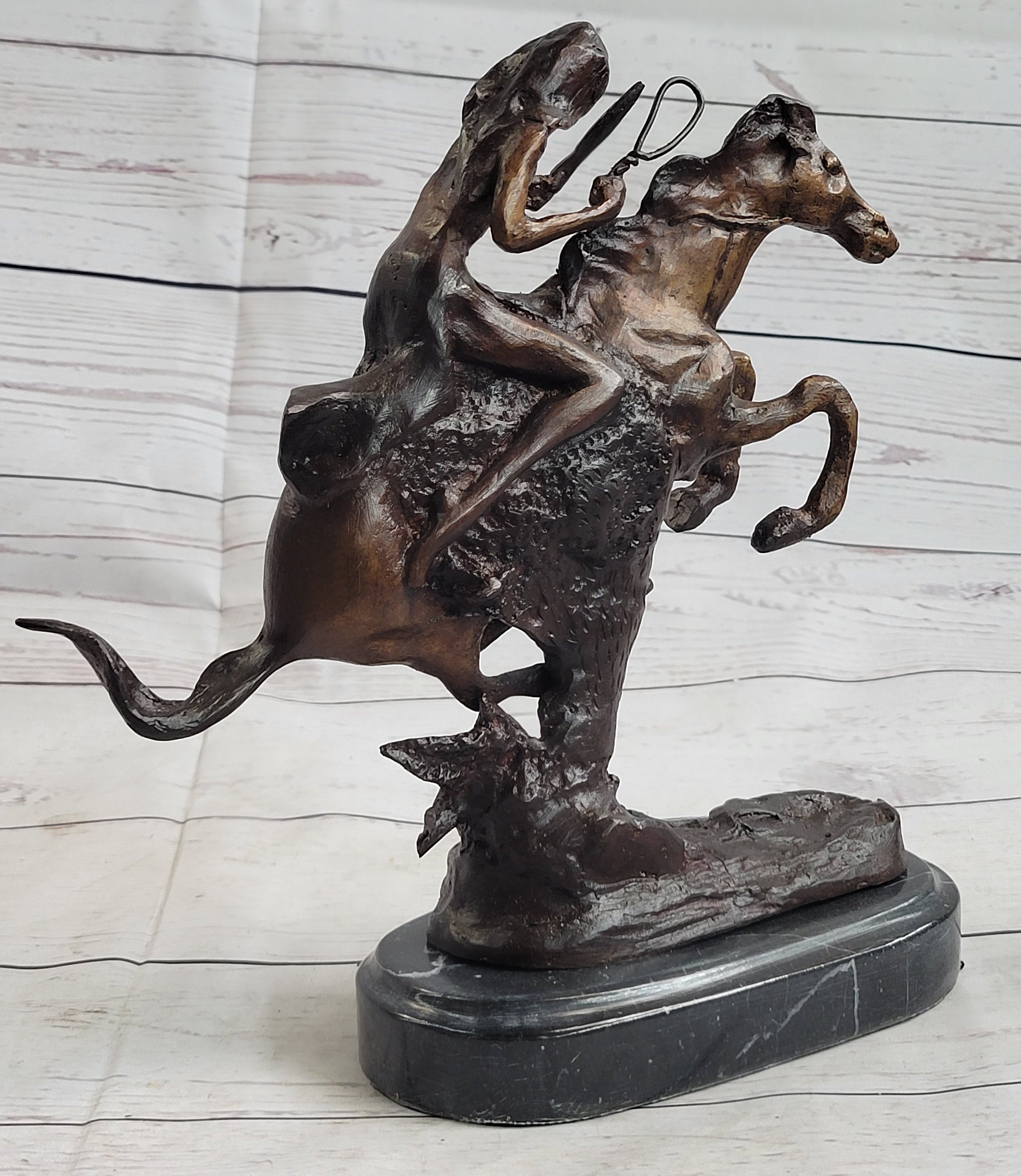 VTG REPRODUCTION FREDERIC REMINGTON "THE CHEYENNE" CAST BRONZE SCULPTURE, NICE