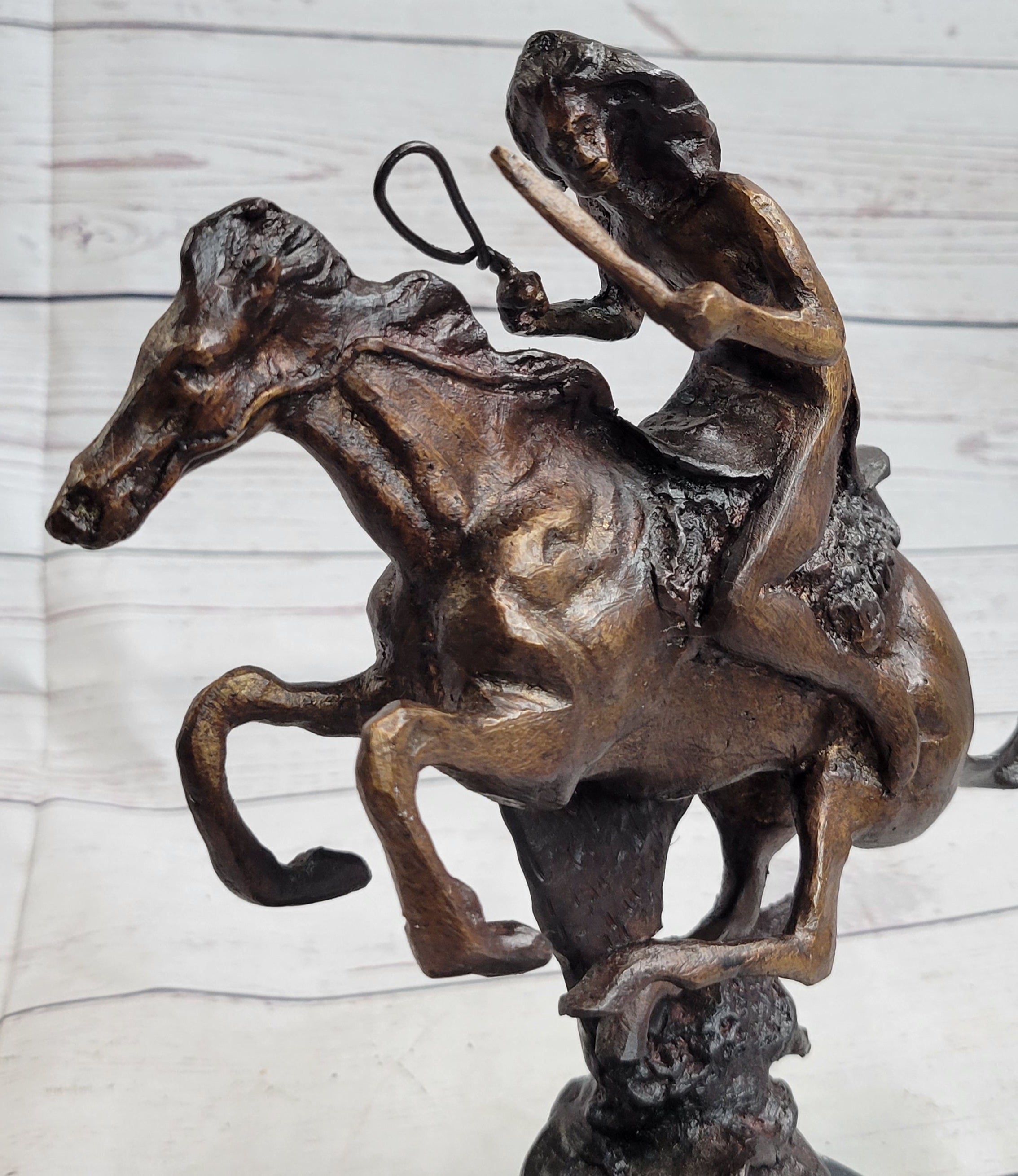 VTG REPRODUCTION FREDERIC REMINGTON "THE CHEYENNE" CAST BRONZE SCULPTURE, NICE