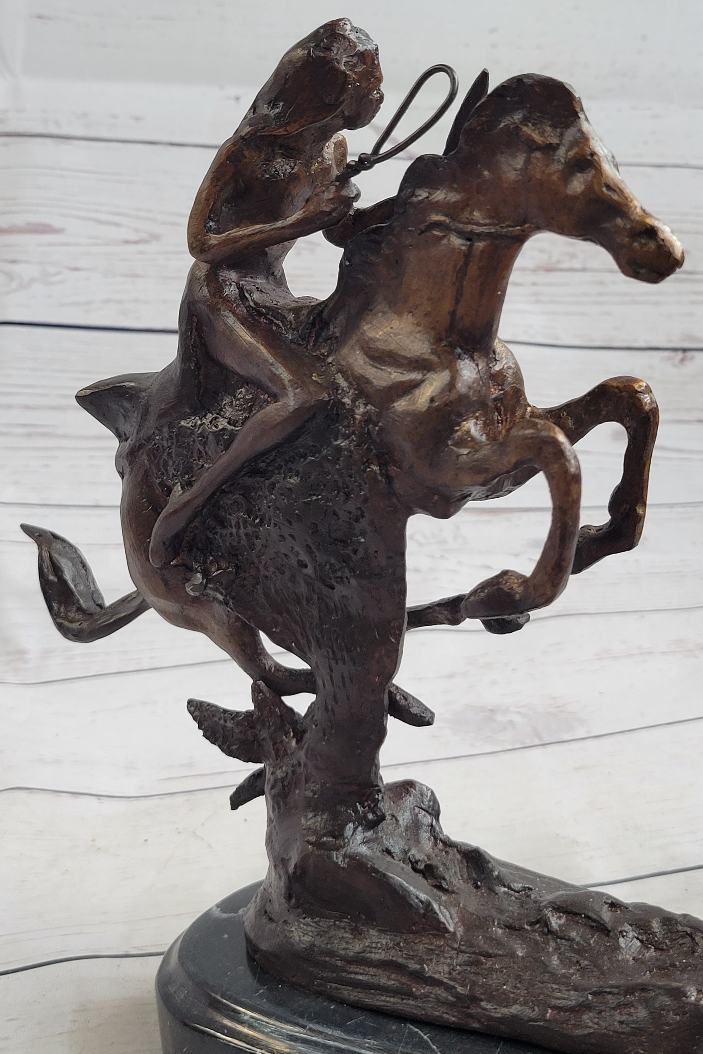 VTG REPRODUCTION FREDERIC REMINGTON "THE CHEYENNE" CAST BRONZE SCULPTURE, NICE