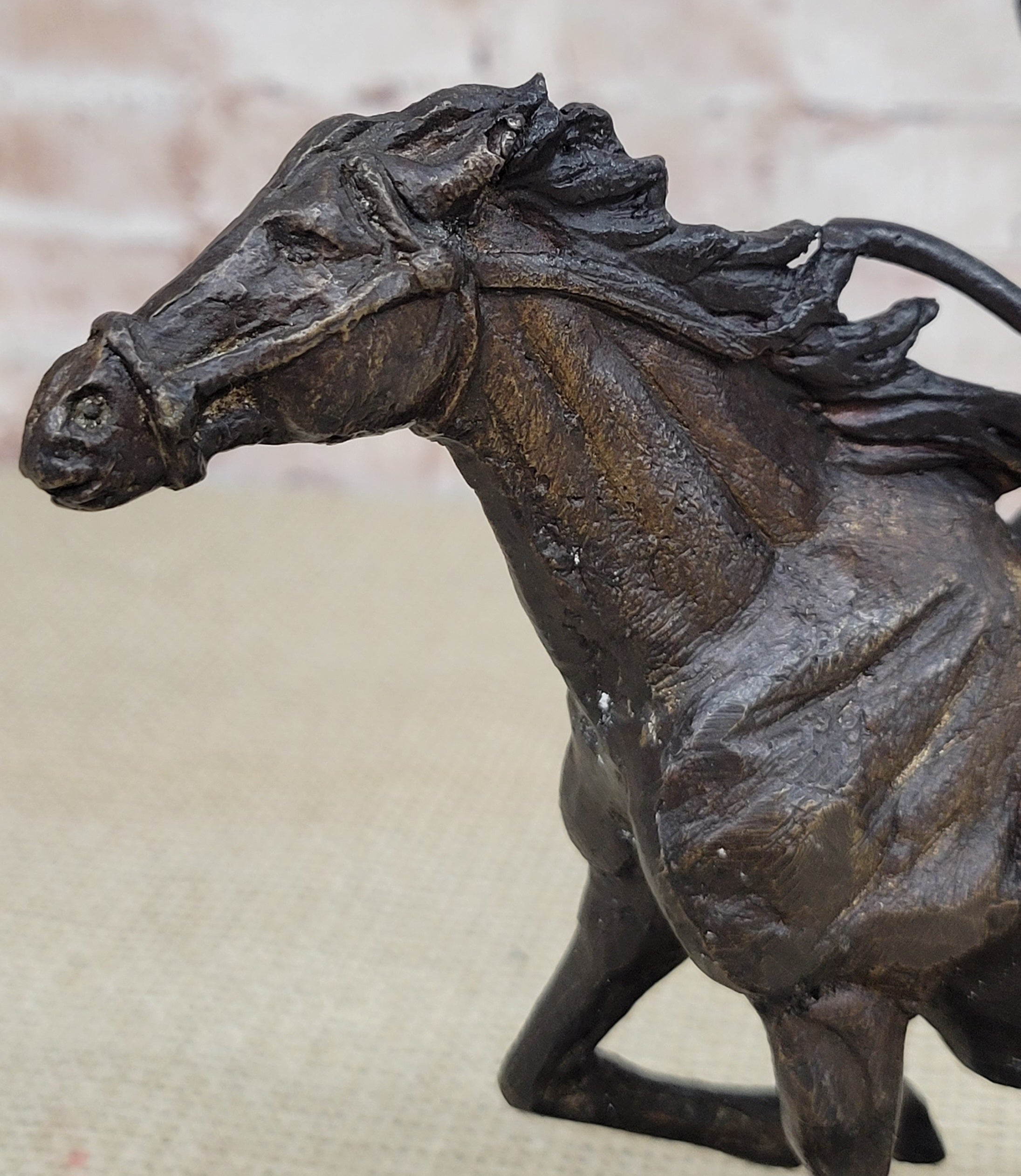 Handcrafted bronze sculpture SALE Western Horse On Cowboy Seasoned Old West