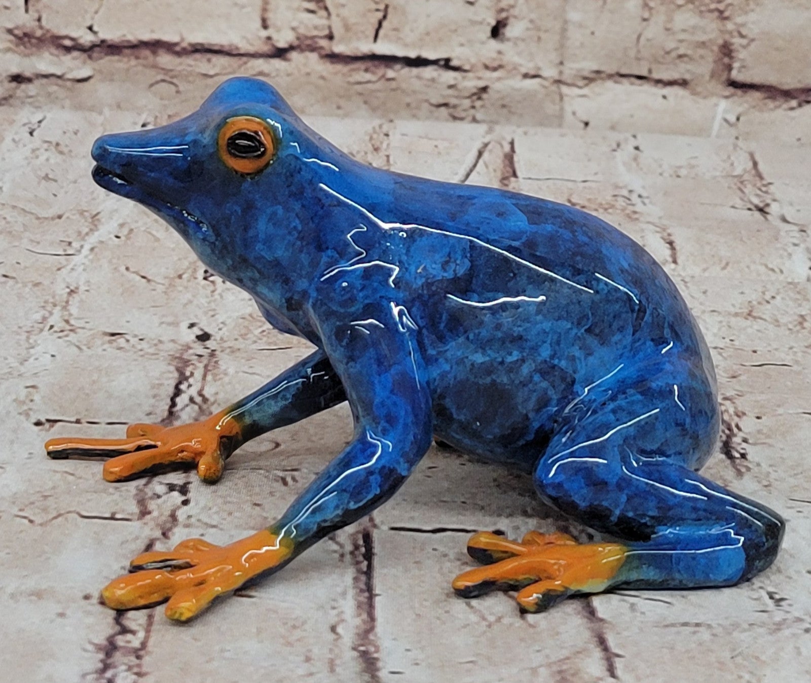 Marius Bronze Sculpture: Limited Edition Blue Frog Statue for Home Office Garden